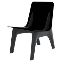 Graphite Leather Steel J-Chair Lounge by Zieta