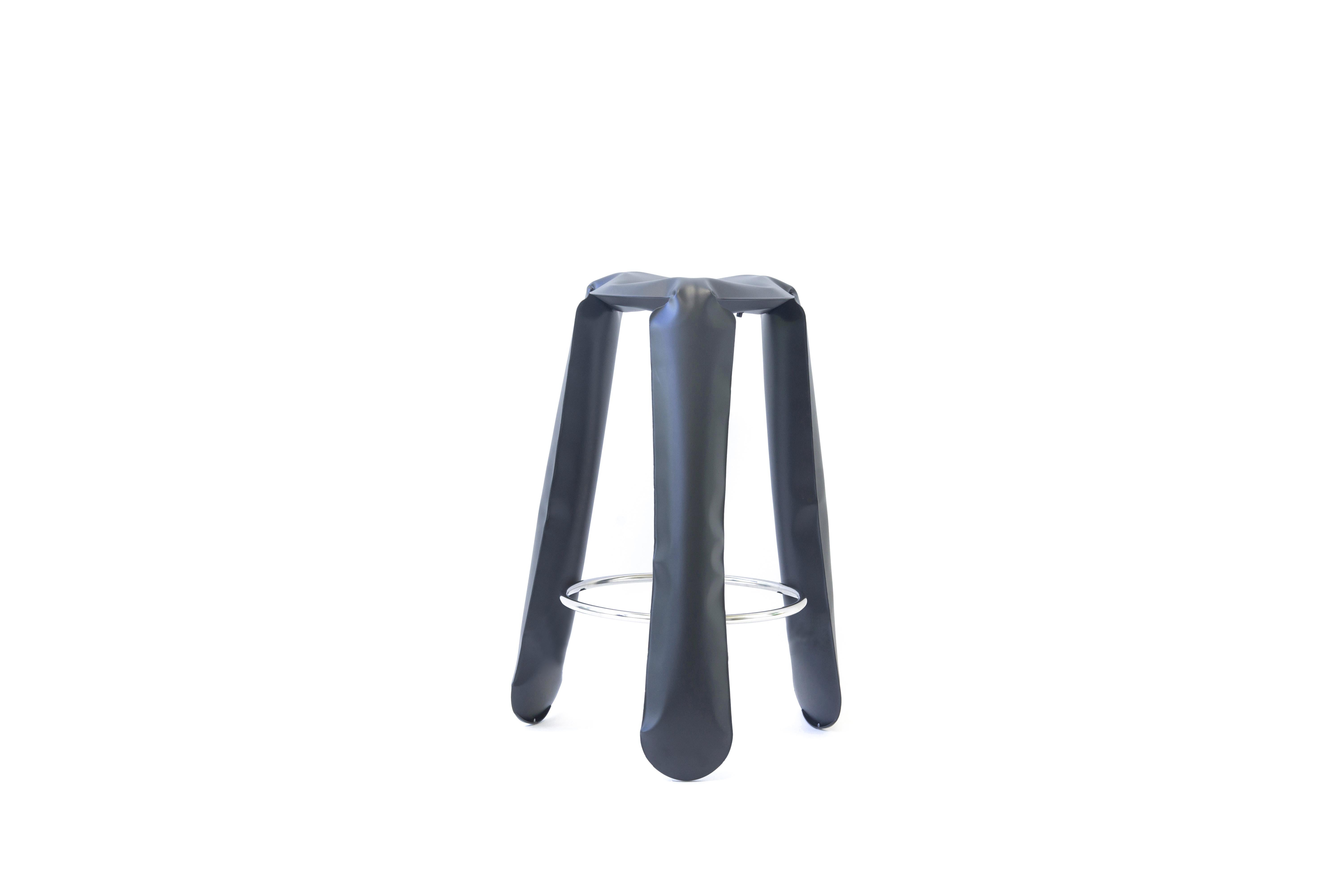 Organic Modern Graphite Steel Bar Plopp Stool by Zieta For Sale
