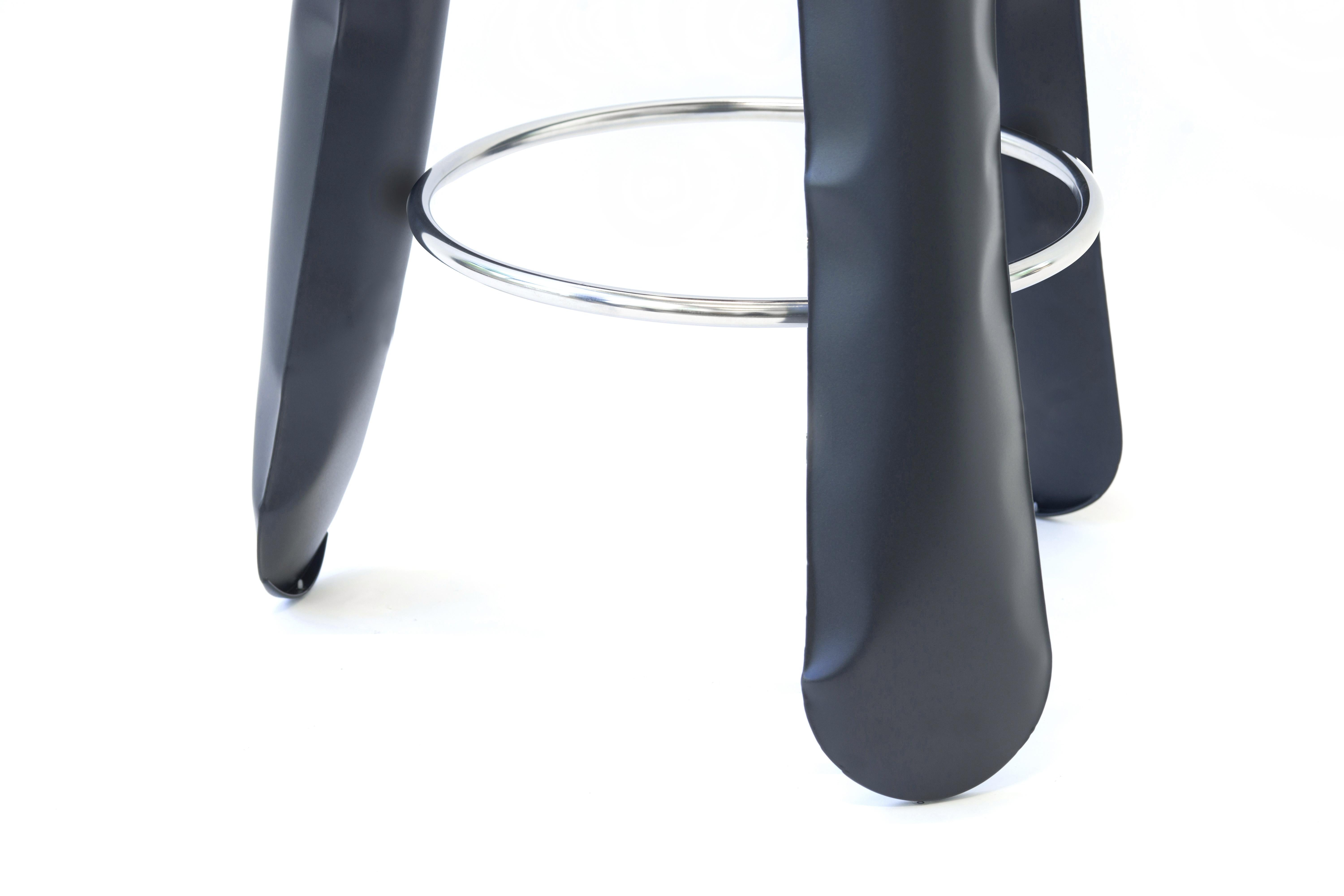 Contemporary Graphite Steel Bar Plopp Stool by Zieta For Sale