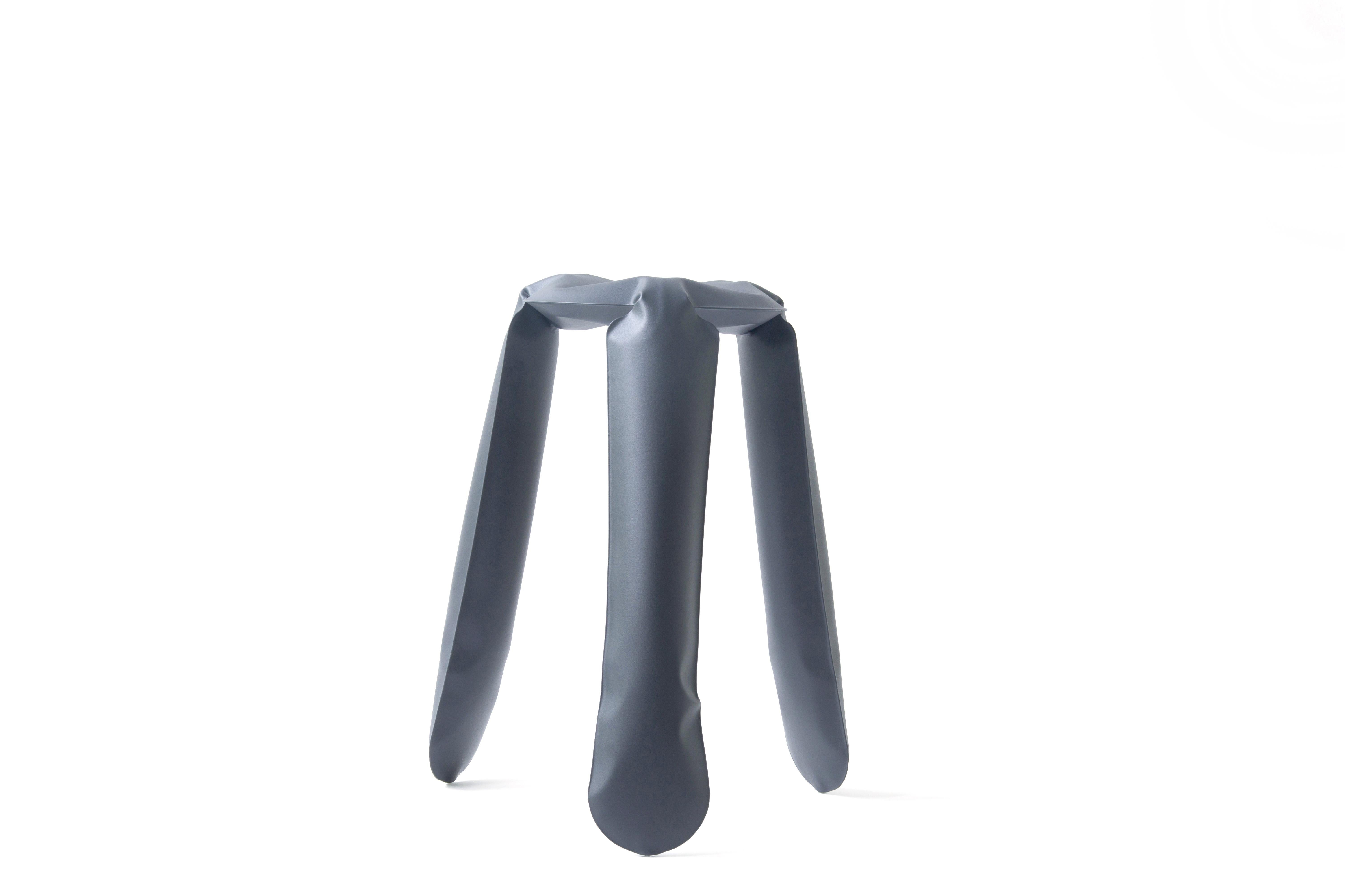 Organic Modern Graphite Steel Kitchen Plopp Stool by Zieta For Sale