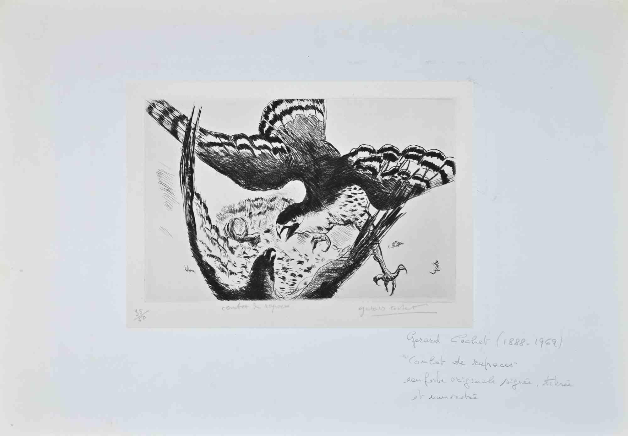 Fight -  Original Etching by Gérard Cochet - Early 20th Century For Sale 1