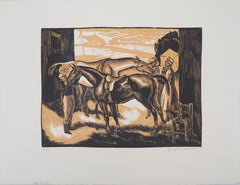 Caballos antes de la carrera (Pesaje - Corte de madera original, Firmado a mano y numerado /160