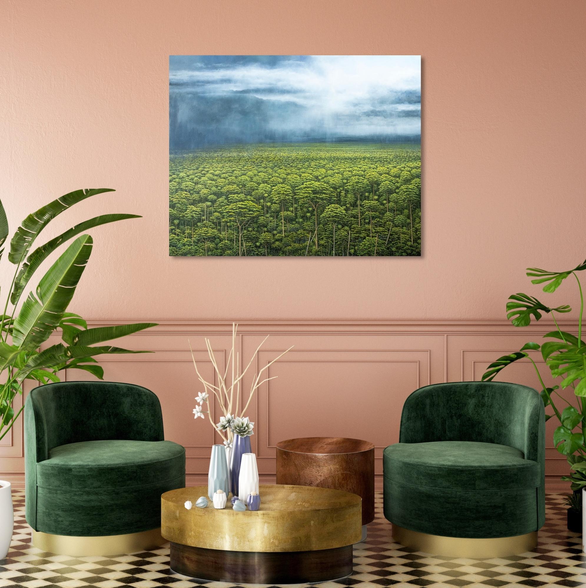 Celebration of a New Day von Gérard Priault - Tropische Regenwaldmalerei, Bäume im Angebot 3