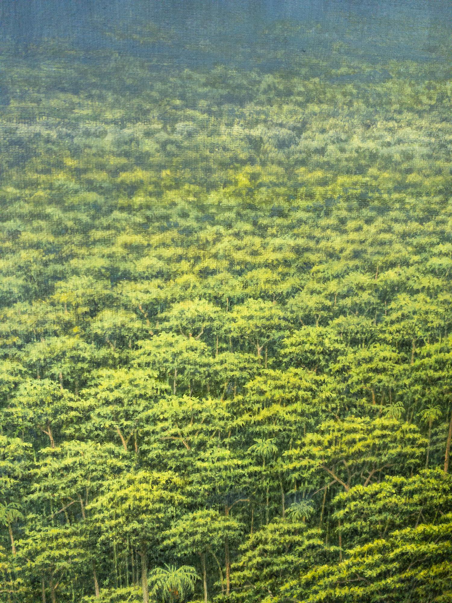 Celebration of a New Day di Gérard Priault - Quadro della foresta pluviale tropicale, alberi in vendita 5