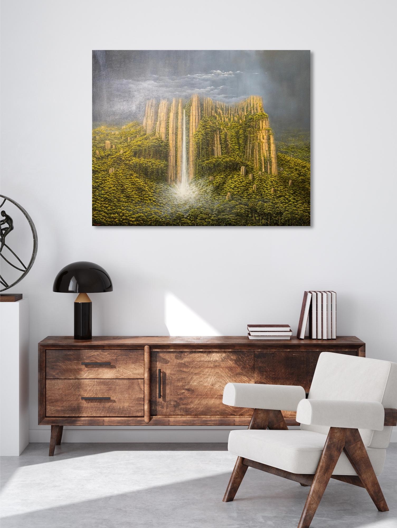 Du ciel et de la terre, la part des nuages di Gérard Priault - Pittura a olio in vendita 1