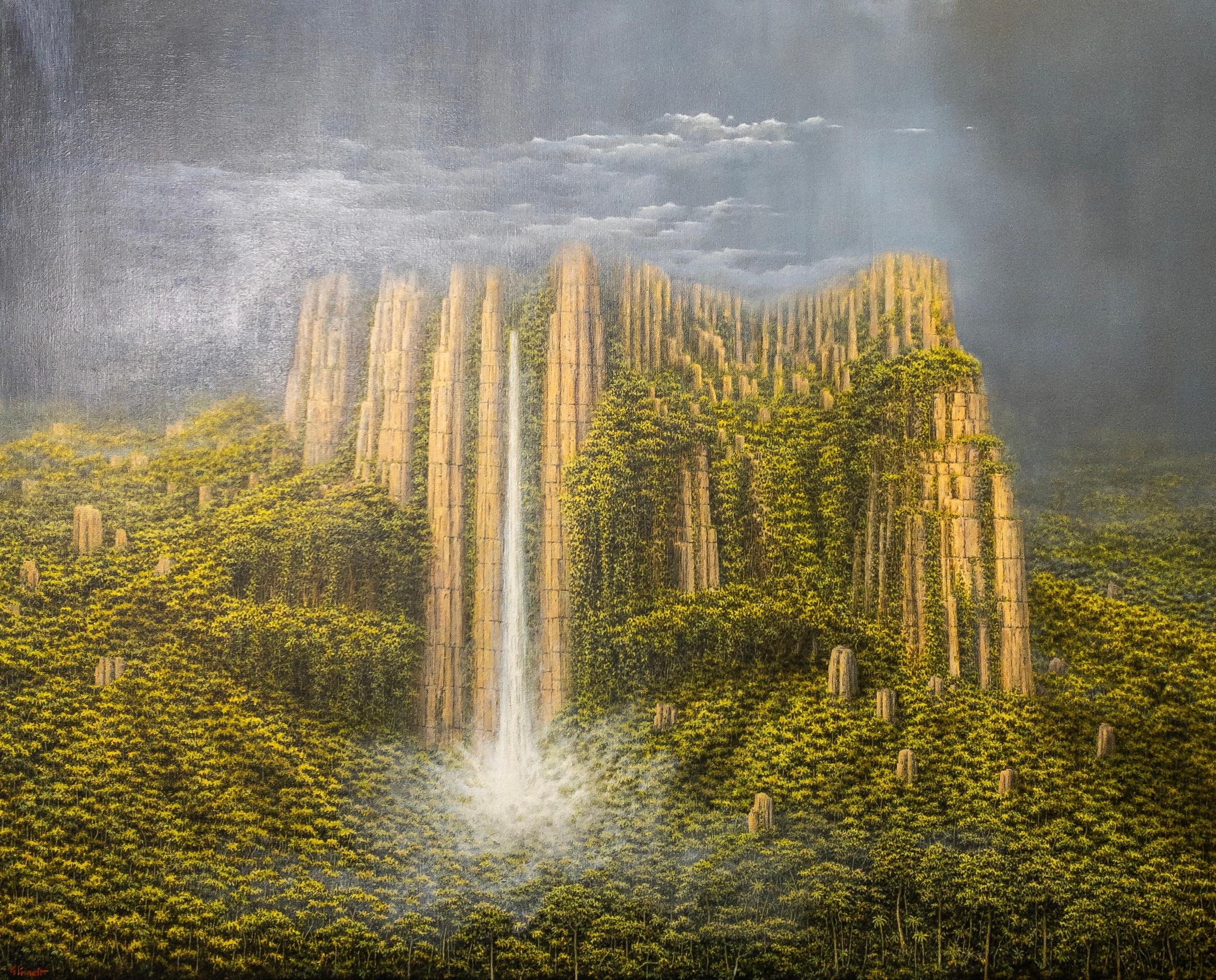 Du ciel et de la terre, la part des nuages ist ein einzigartiges Gemälde in Öl auf Leinwand des zeitgenössischen Künstlers Gérard Priault mit den Maßen 81 × 100 cm (31,9 × 39,4 in). 
Das Kunstwerk ist signiert, wird ungerahmt verkauft und wird mit