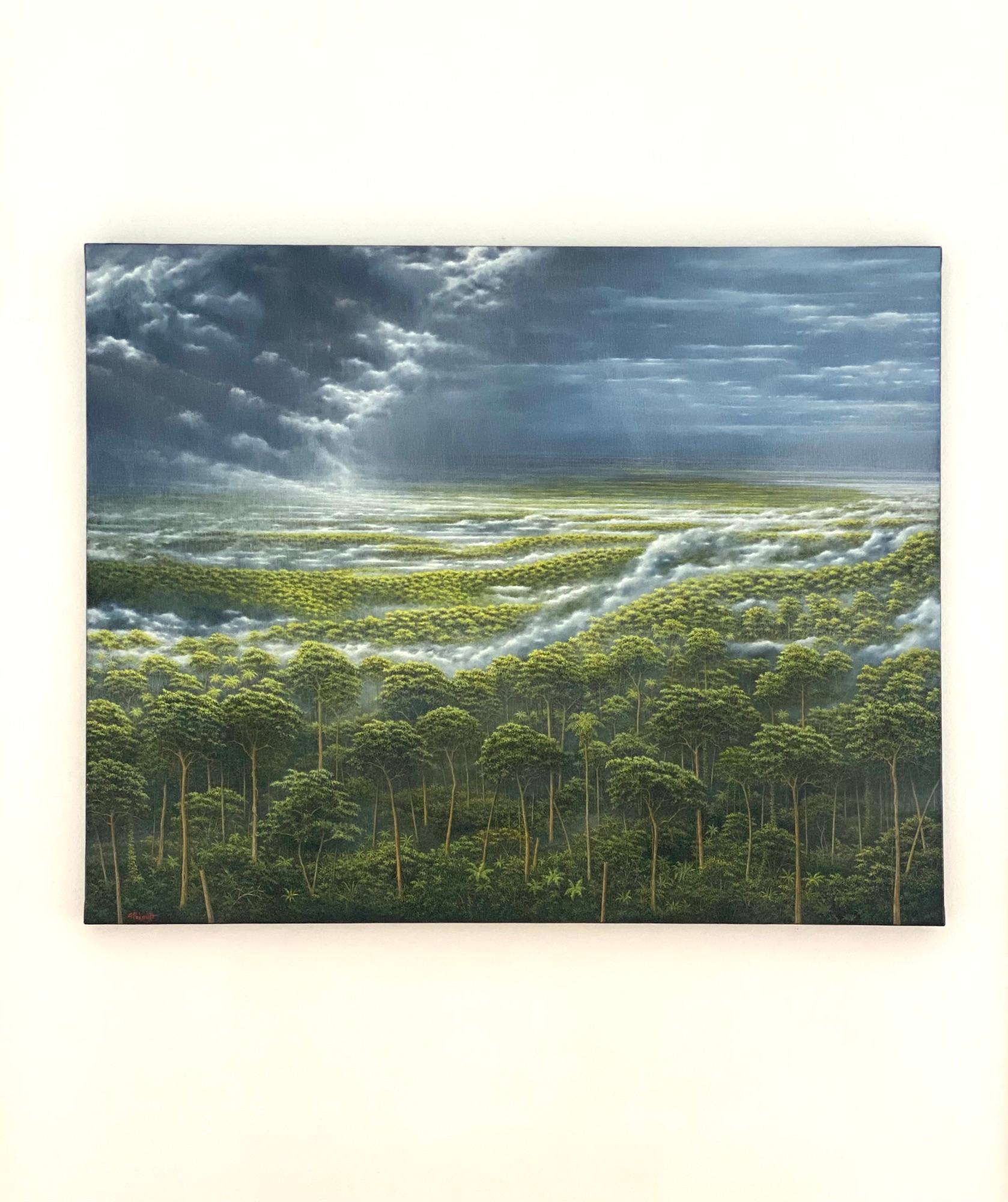 Fragrances et bruillements ist ein einzigartiges Gemälde des zeitgenössischen K�ünstlers Gérard Priault in Öl auf Leinwand mit den Maßen 81 × 100 cm (31,9 × 39,4 in). 
Das Kunstwerk ist signiert, wird ungerahmt verkauft und wird mit einem