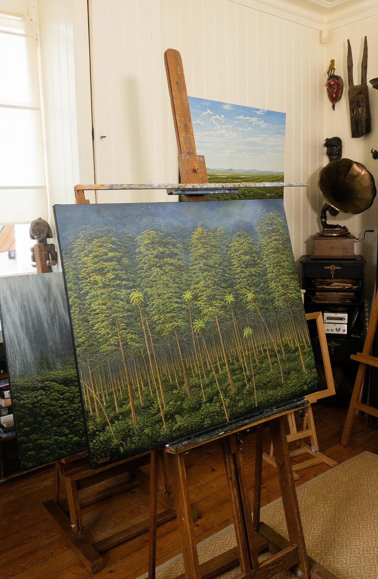 Meeting of Here and Elsewhere von G Priault – Tropische Wäldermalerei, Landschaft (Zeitgenössisch), Painting, von Gérard Priault