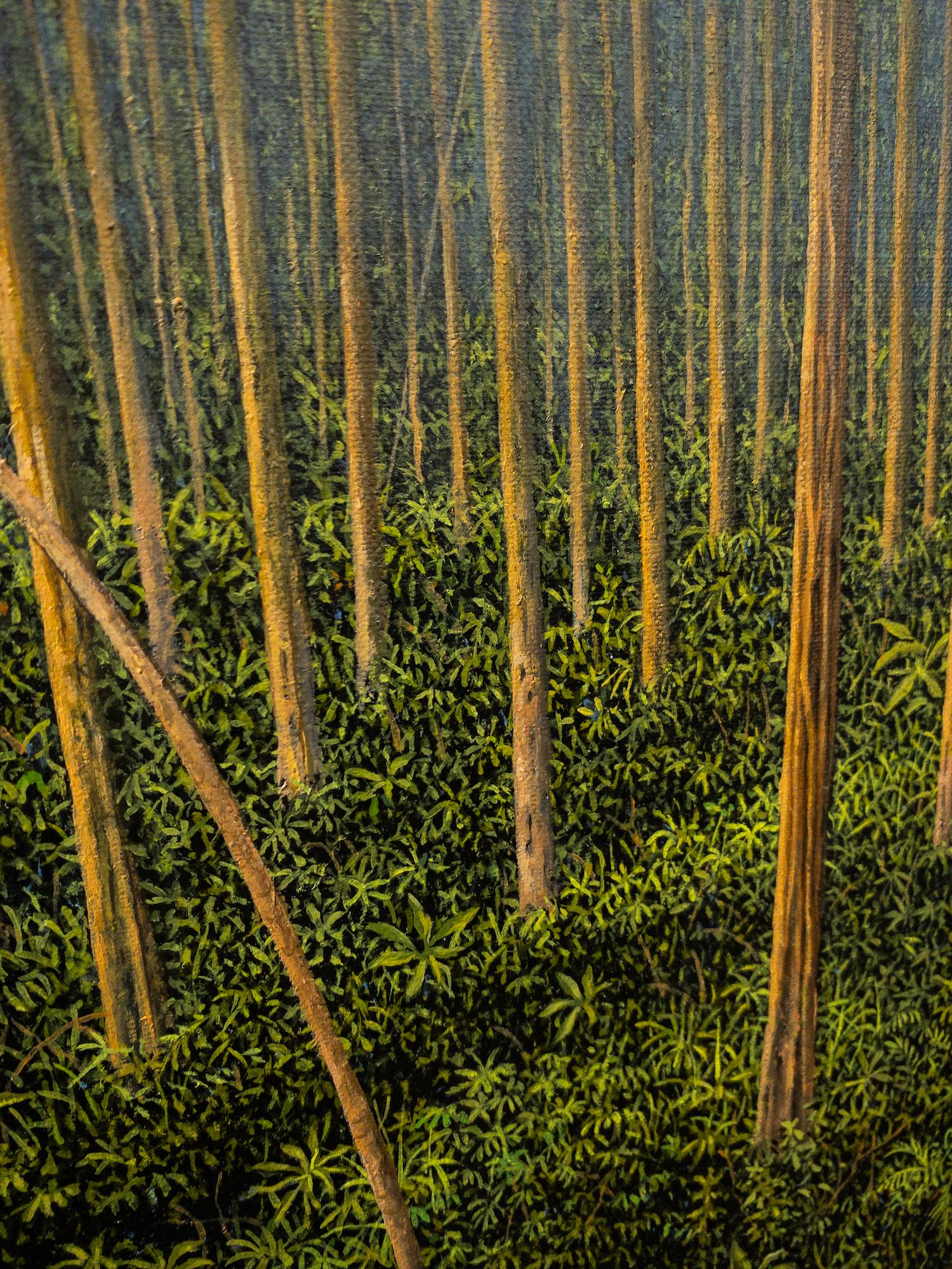 Meeting of Here and Elsewhere ist ein einzigartiges Gemälde in Öl auf Leinwand des zeitgenössischen Künstlers Gérard Priault mit den Maßen 81 × 100 cm (31,9 × 39,4 in). 
Das Kunstwerk ist signiert, wird ungerahmt verkauft und wird mit einem