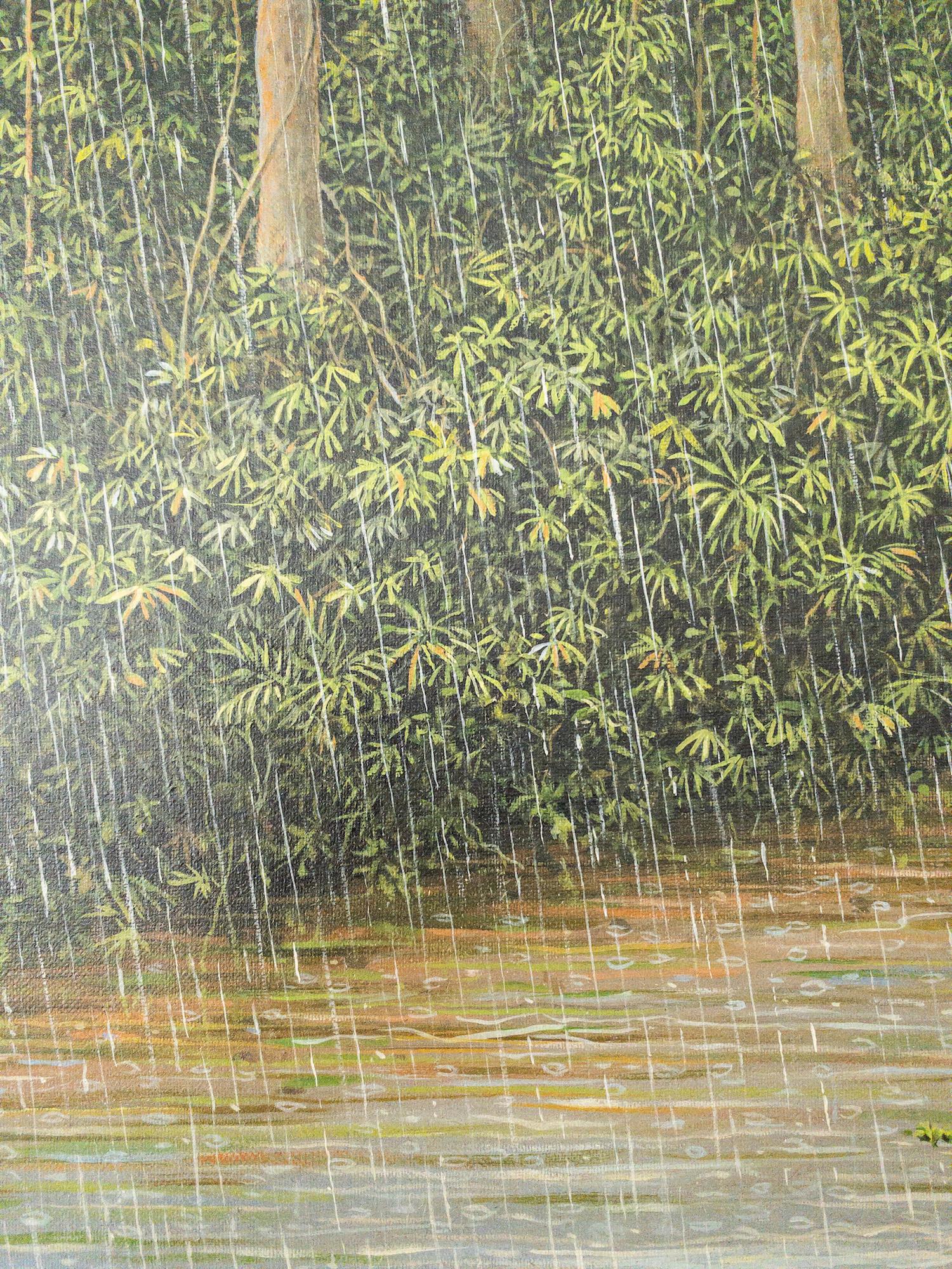 Of Harmony and Turmoil by Gérard Priault - Tropical rainforest painting, nature For Sale 4