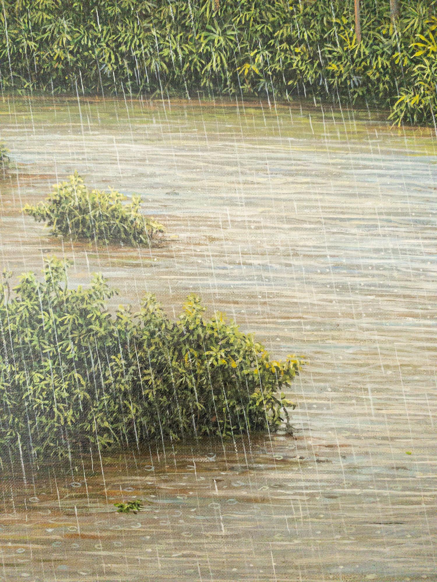 Of Harmony and Turmoil by Gérard Priault - Tropical rainforest painting, nature For Sale 7