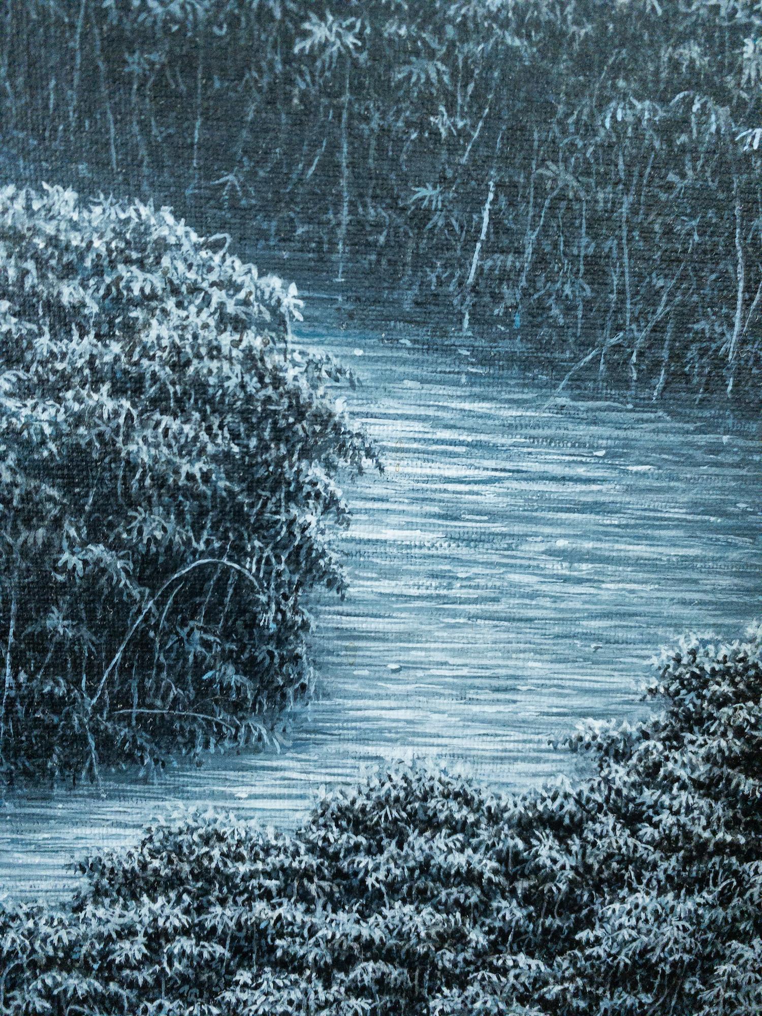 The Celestial River von Gérard Priault - Tropische Regenwaldmalerei, Landschaft im Angebot 12