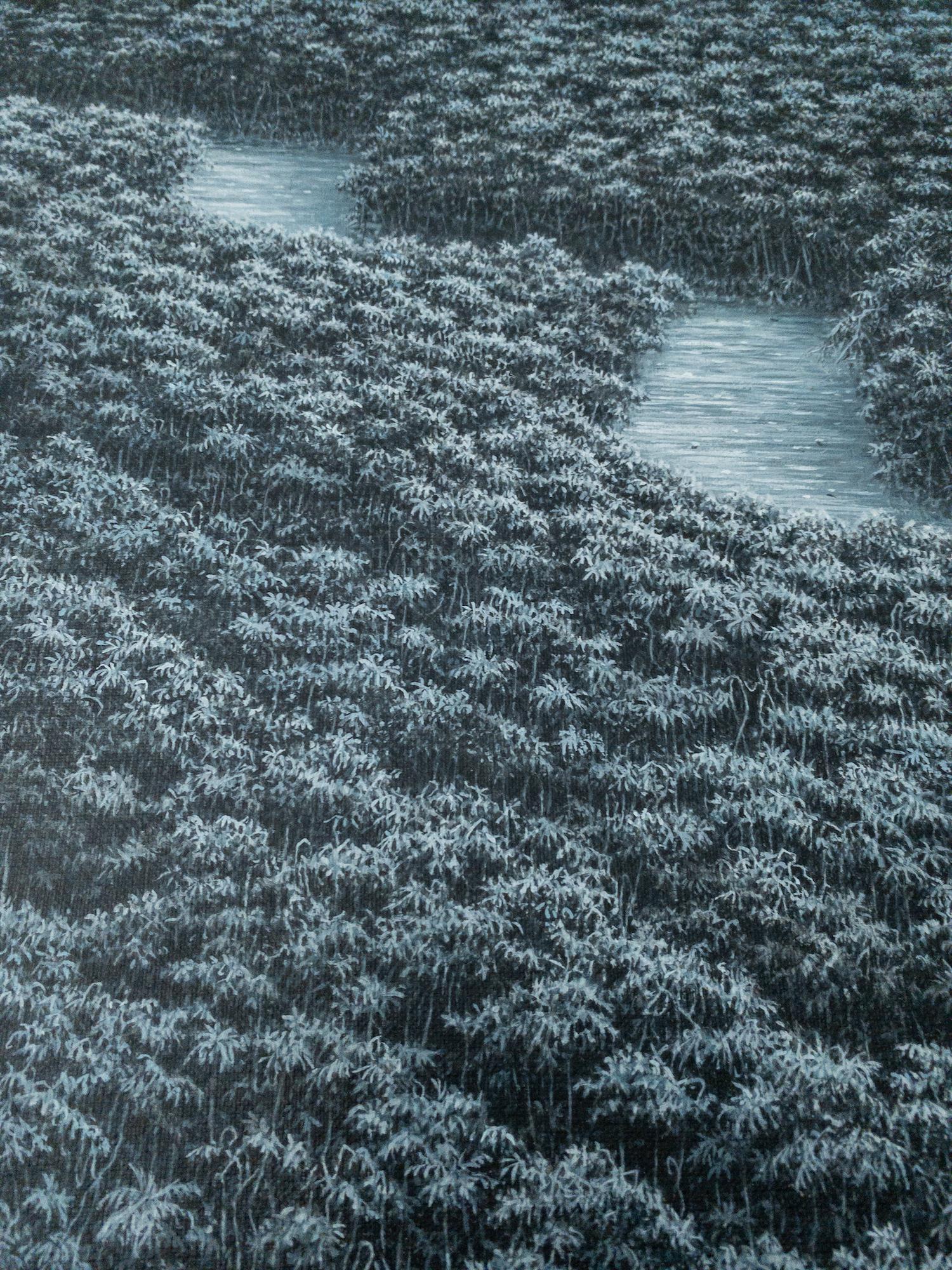 The Celestial River von Gérard Priault - Tropische Regenwaldmalerei, Landschaft im Angebot 14