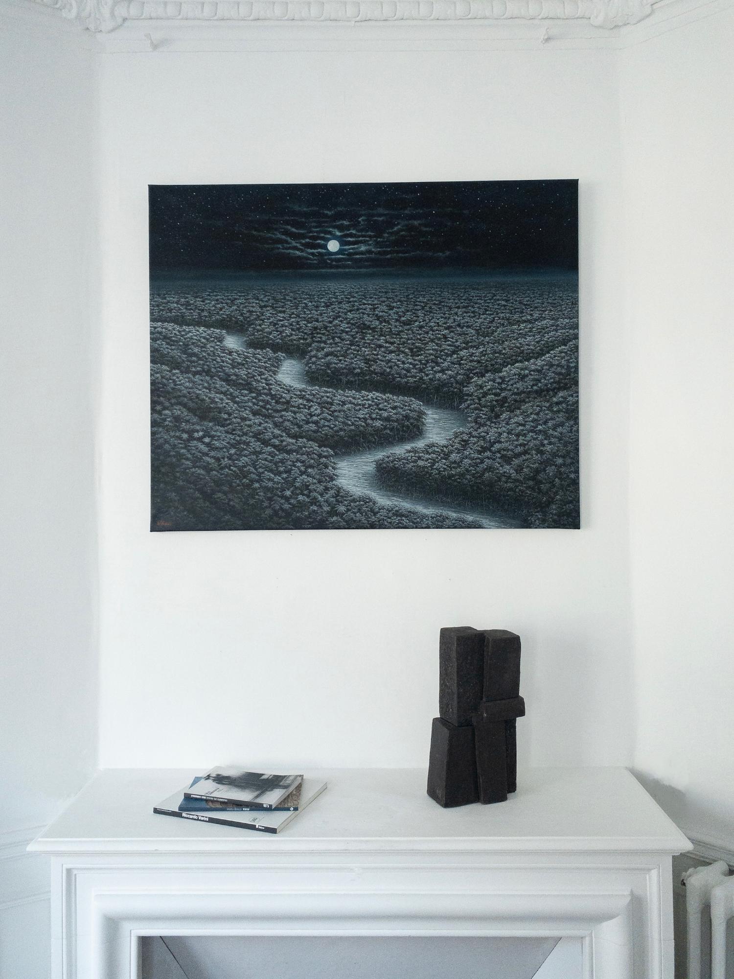 The Celestial River von Gérard Priault - Tropische Regenwaldmalerei, Landschaft im Angebot 1