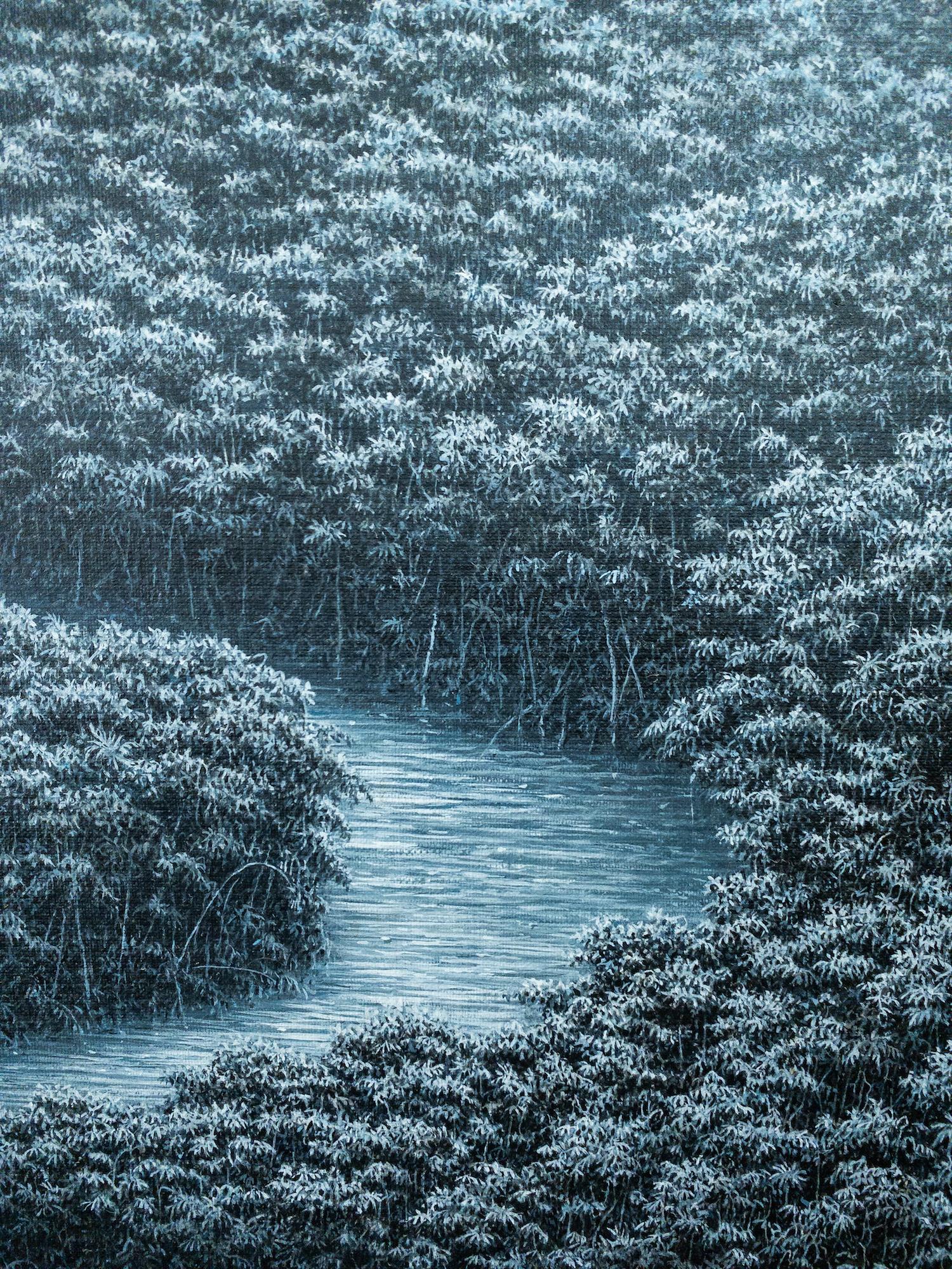 The Celestial River von Gérard Priault - Tropische Regenwaldmalerei, Landschaft im Angebot 8