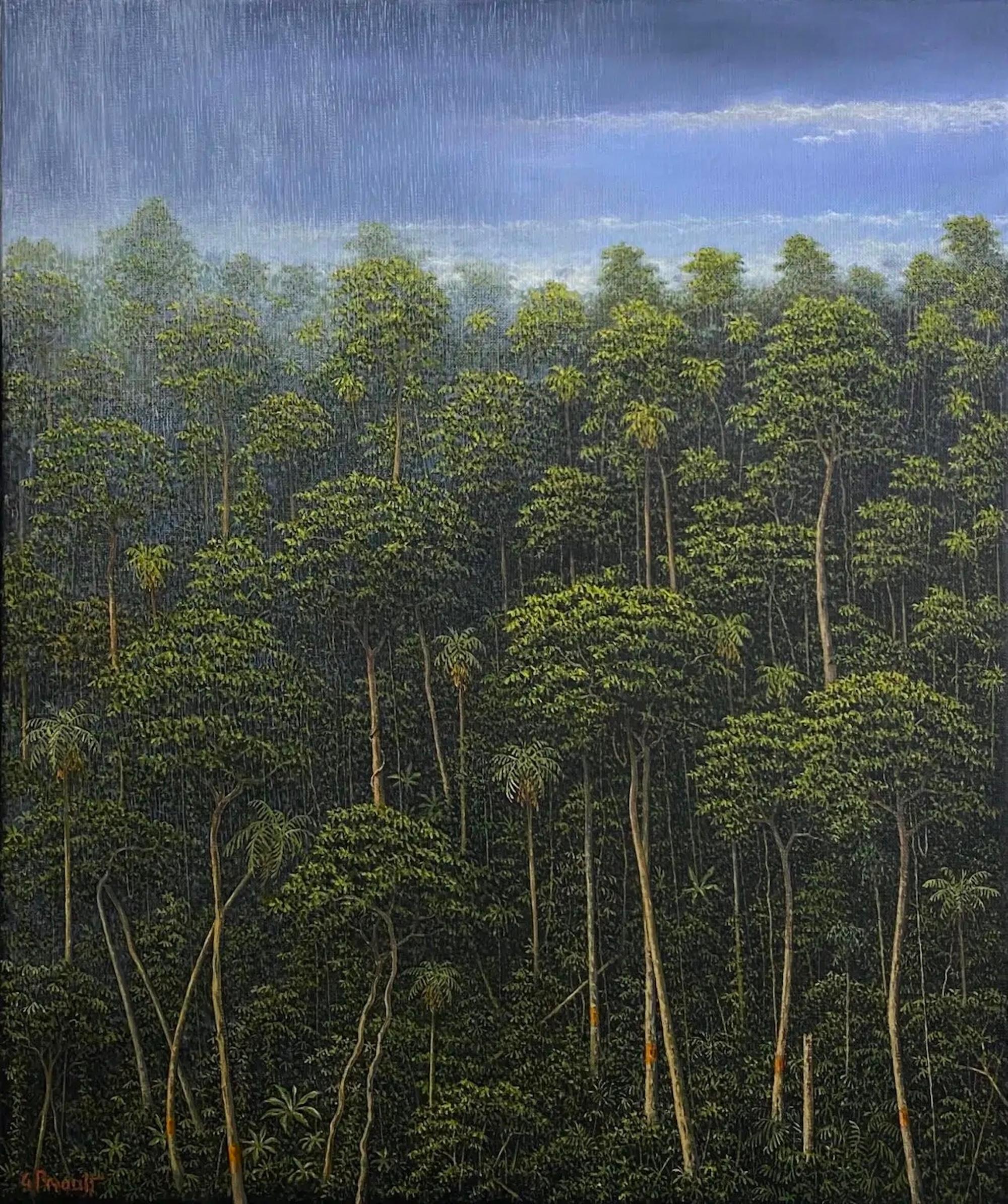 Das hochgewachsene Laub von Gérard Priault - Ölgemälde, Natur, Bäume, Landschaft