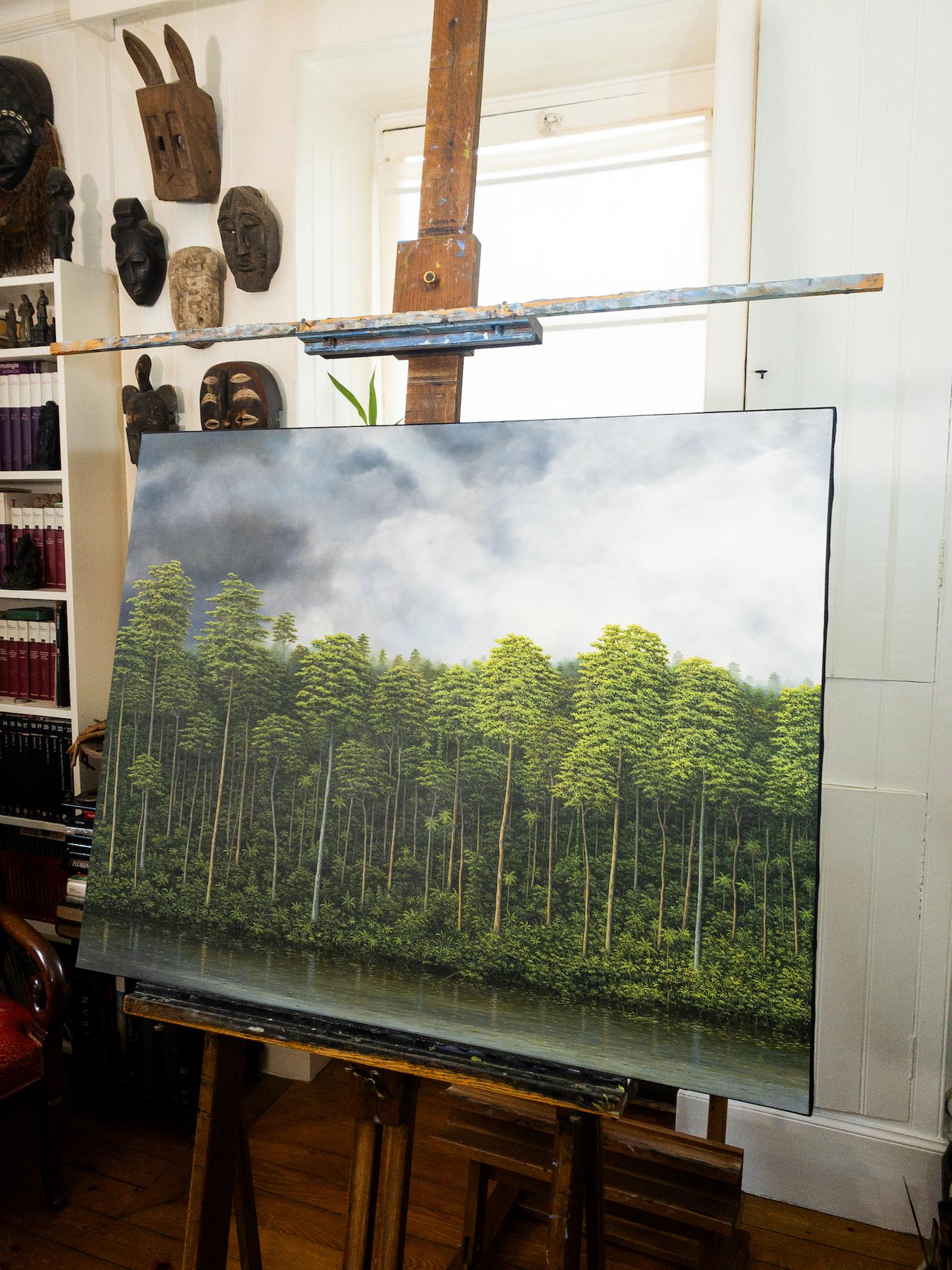 Il profumo del fiume di Gérard Priault - Quadro della foresta pluviale tropicale, natura in vendita 2