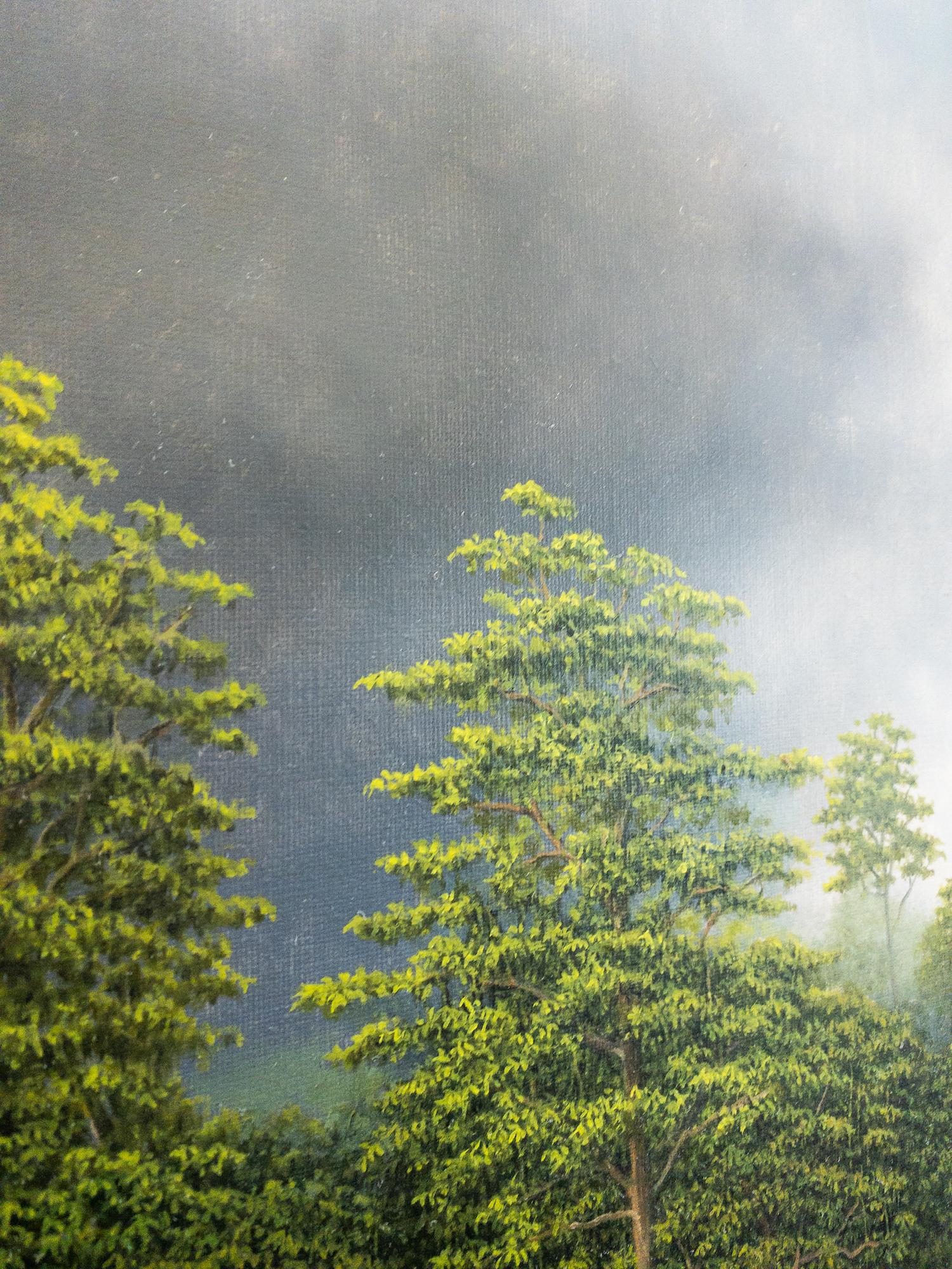 Il profumo del fiume di Gérard Priault - Quadro della foresta pluviale tropicale, natura in vendita 6