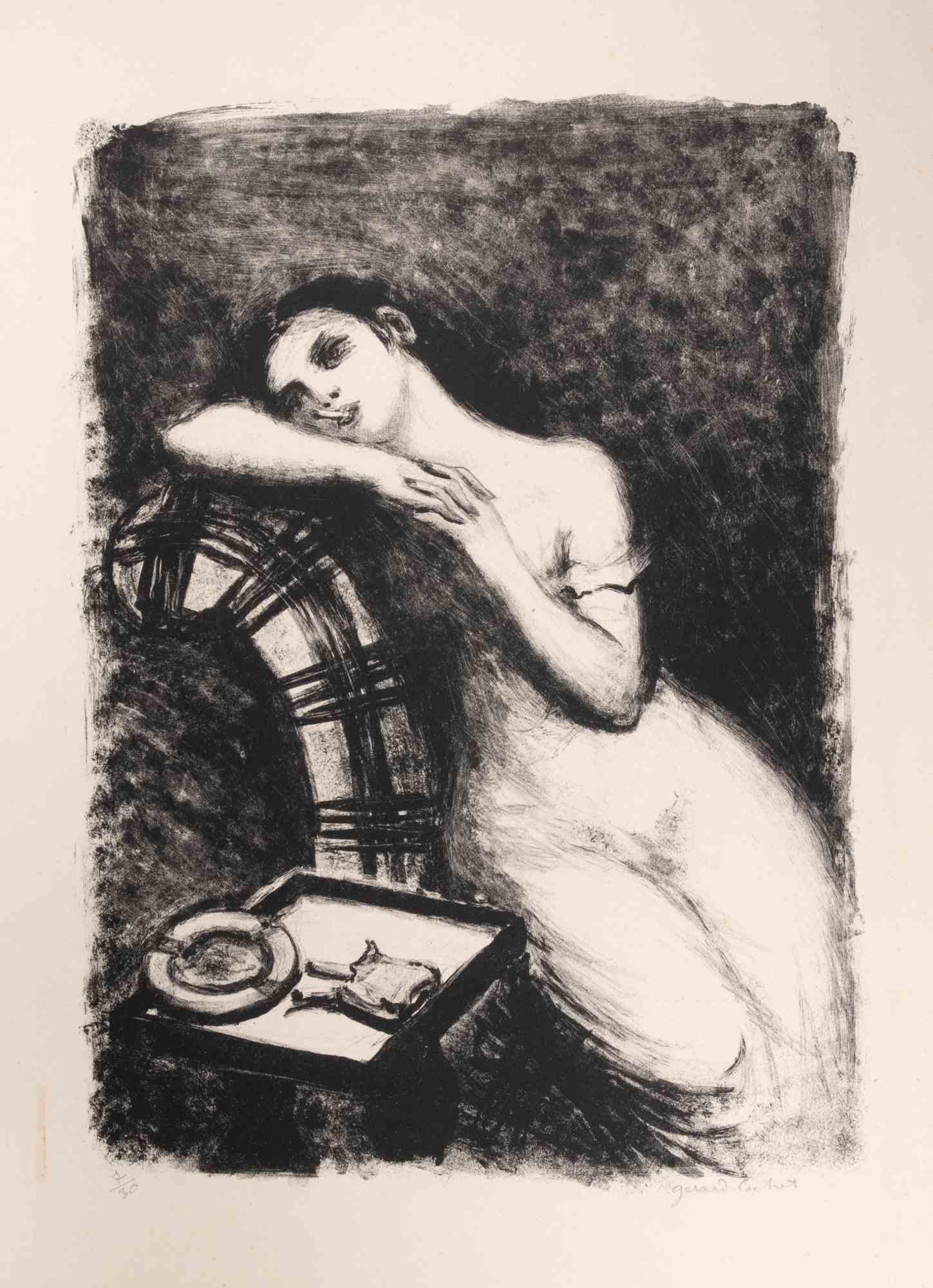 Der Raucher - Lithographie von Gérarde Cochet - 1929