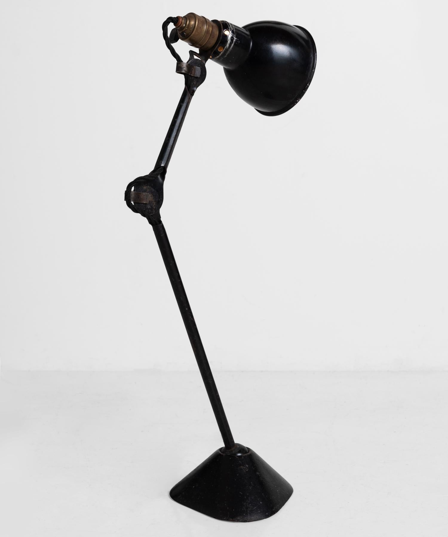 Gras Lamp No. 205, France, circa 1930.

Designed by Bernard-Albin Gras, with original black patina and iron base.