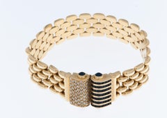 Graser Retro Style 18 karat Yellow Gold Bracelet with Diamonds and Sapphires