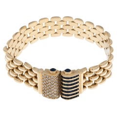 Graser Retro-Stil 18 Karat Gelbgold-Armband mit Diamanten und Saphiren