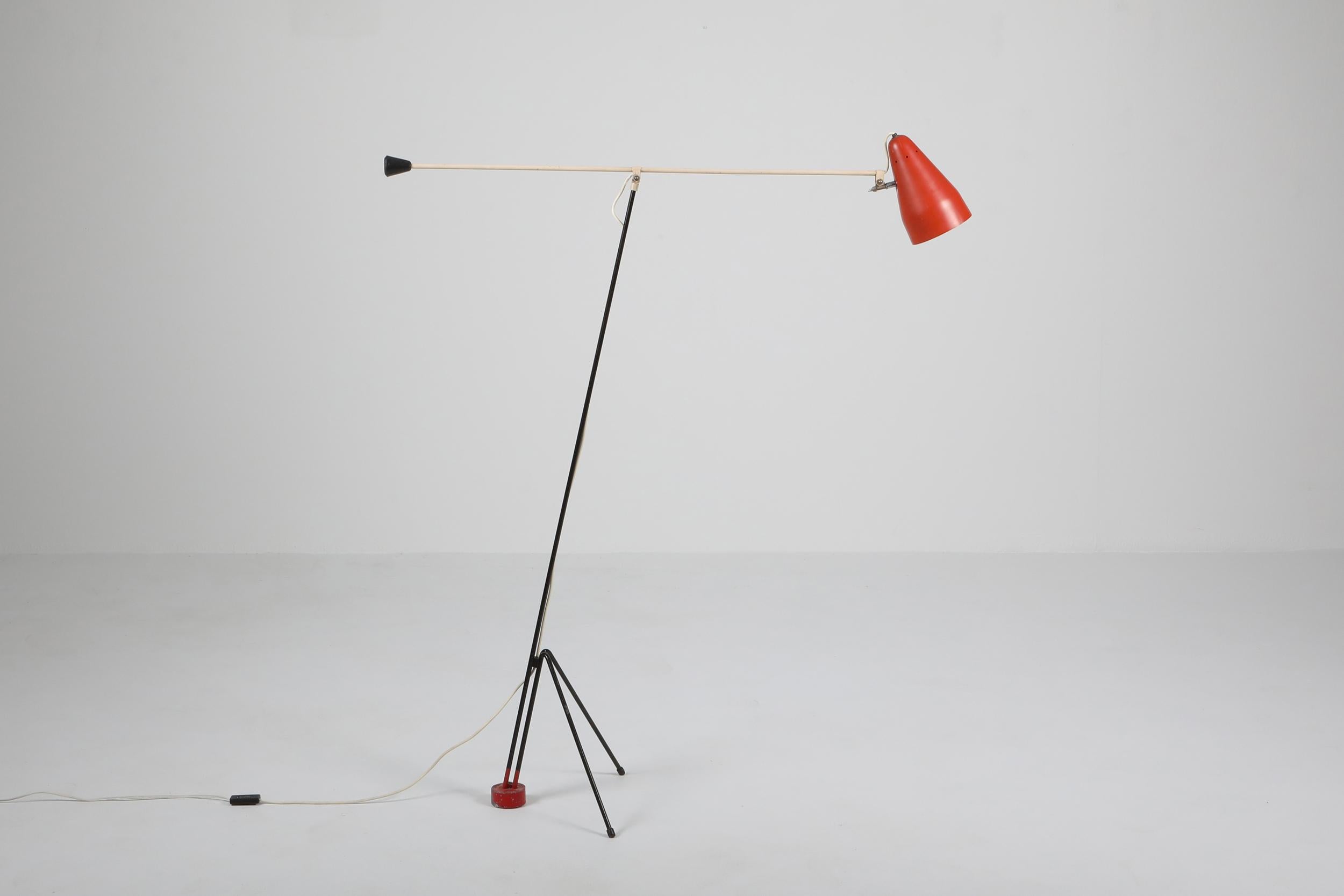 20th Century Grasshopper Floor Lamp ‘6320’ by Wim Rietveld for Gispen, 1953 For Sale
