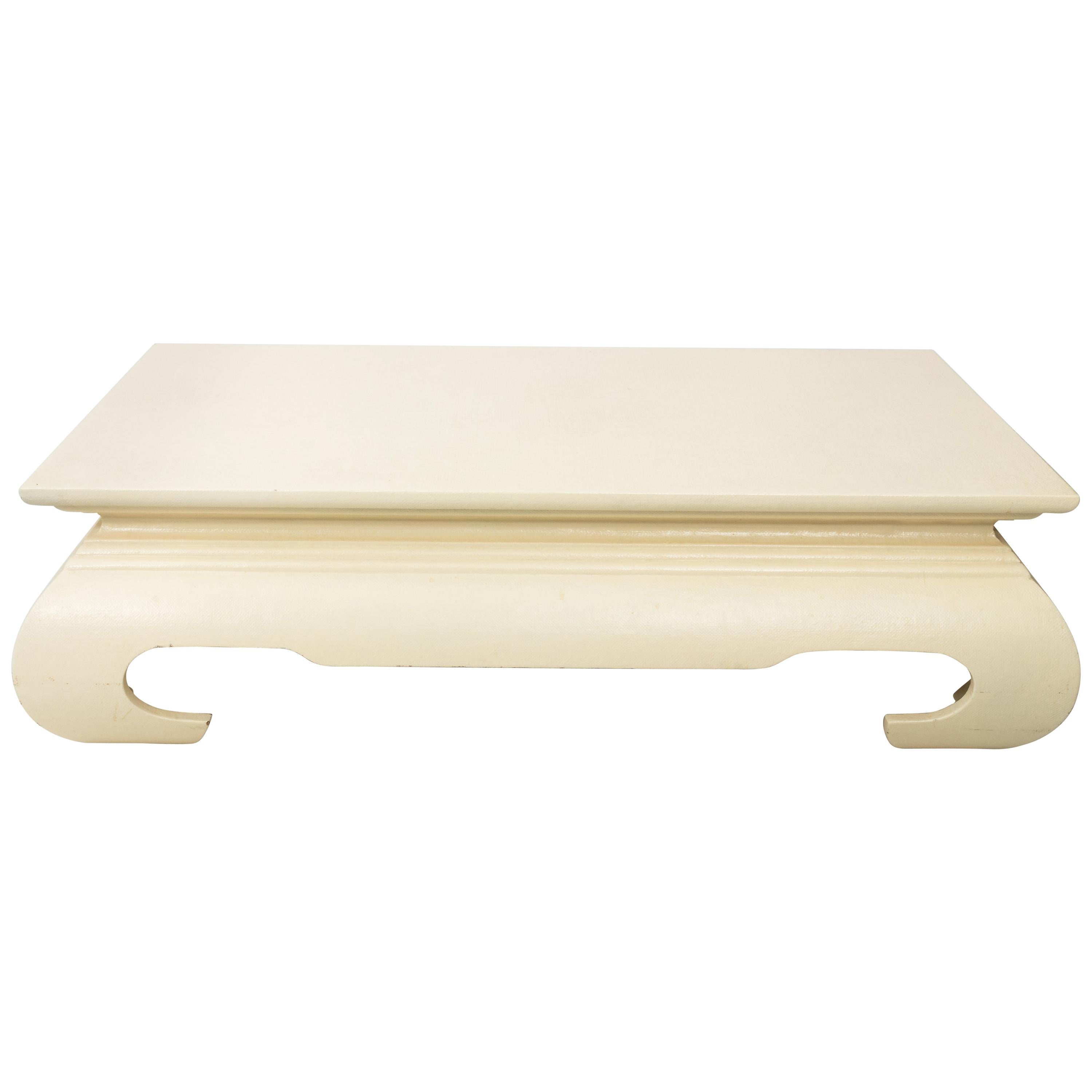 Grass Cloth Coffee Table in the Manner of Springer