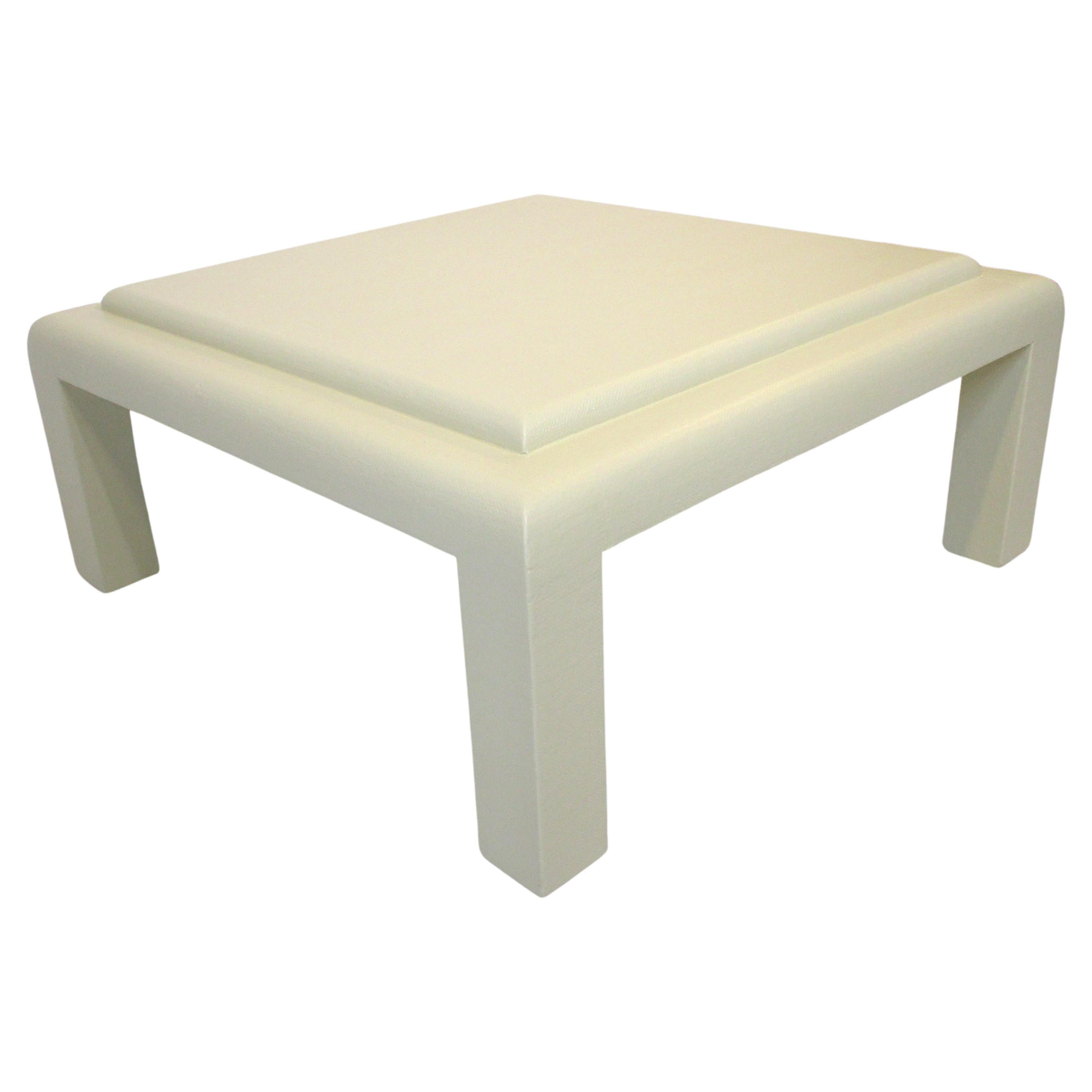 Grass Cloth / Linen Coffee Table in the Style of Karl Springer For Sale