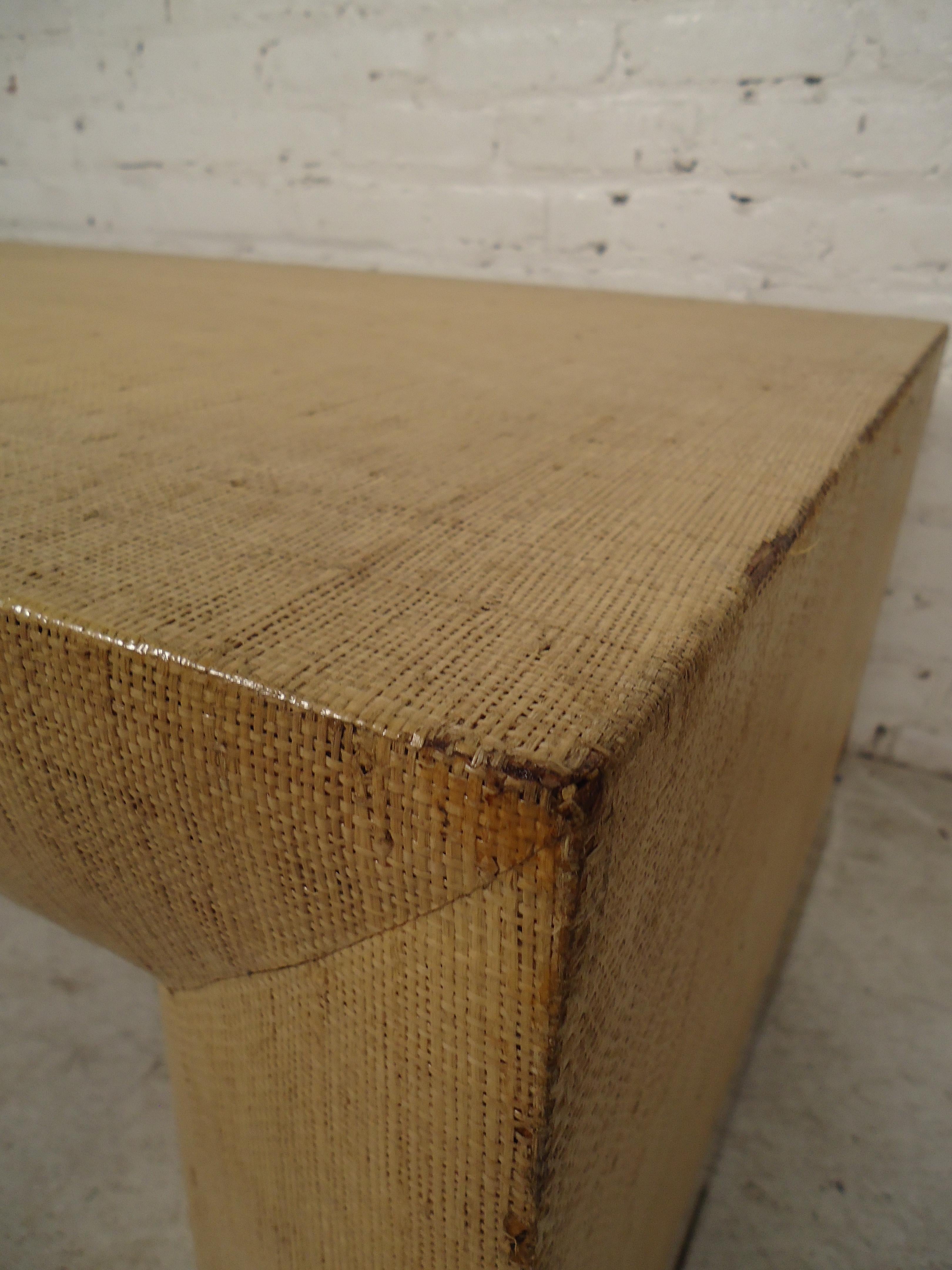 grasscloth end table