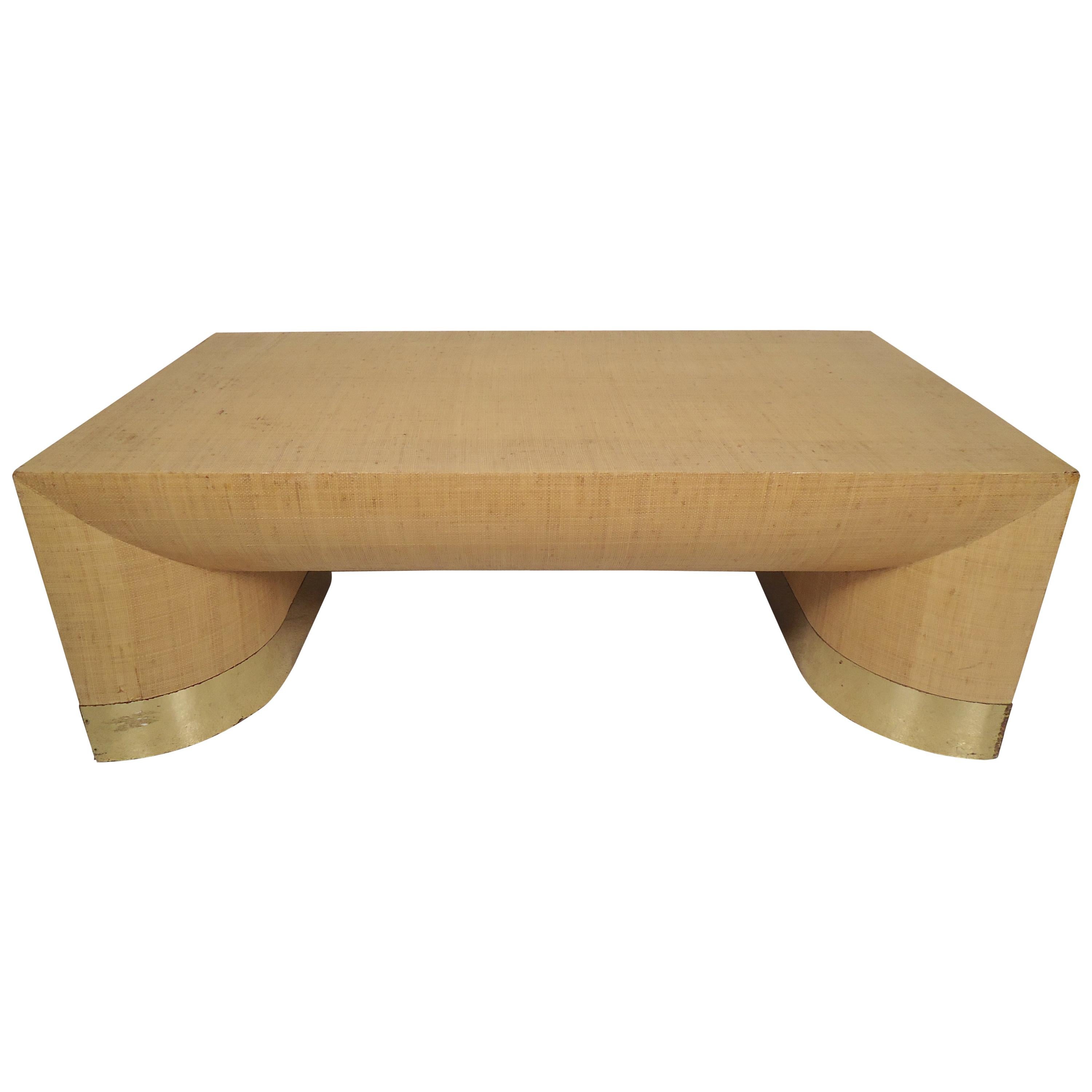 Grass Cloth Coffee Table For Sale