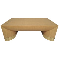 Retro Grass Cloth Coffee Table