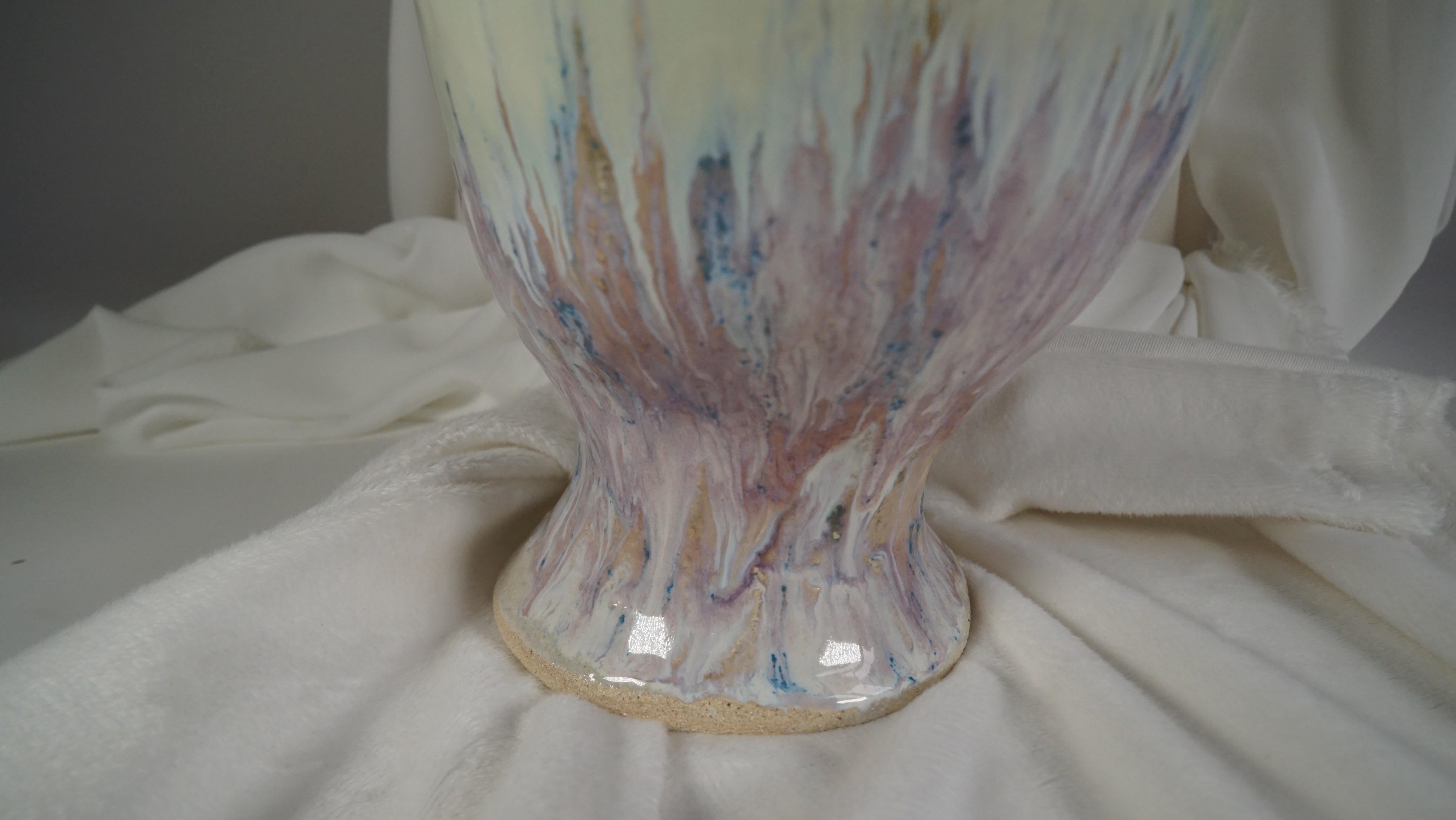 XXI secolo e contemporaneo Vaso in gres verde e viola di ispirazione spagnola di Hania Jneid in vendita