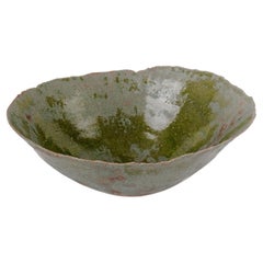 Grass Green Handmade Ceramic Big Flare Bowl, Nathalie Sonnet