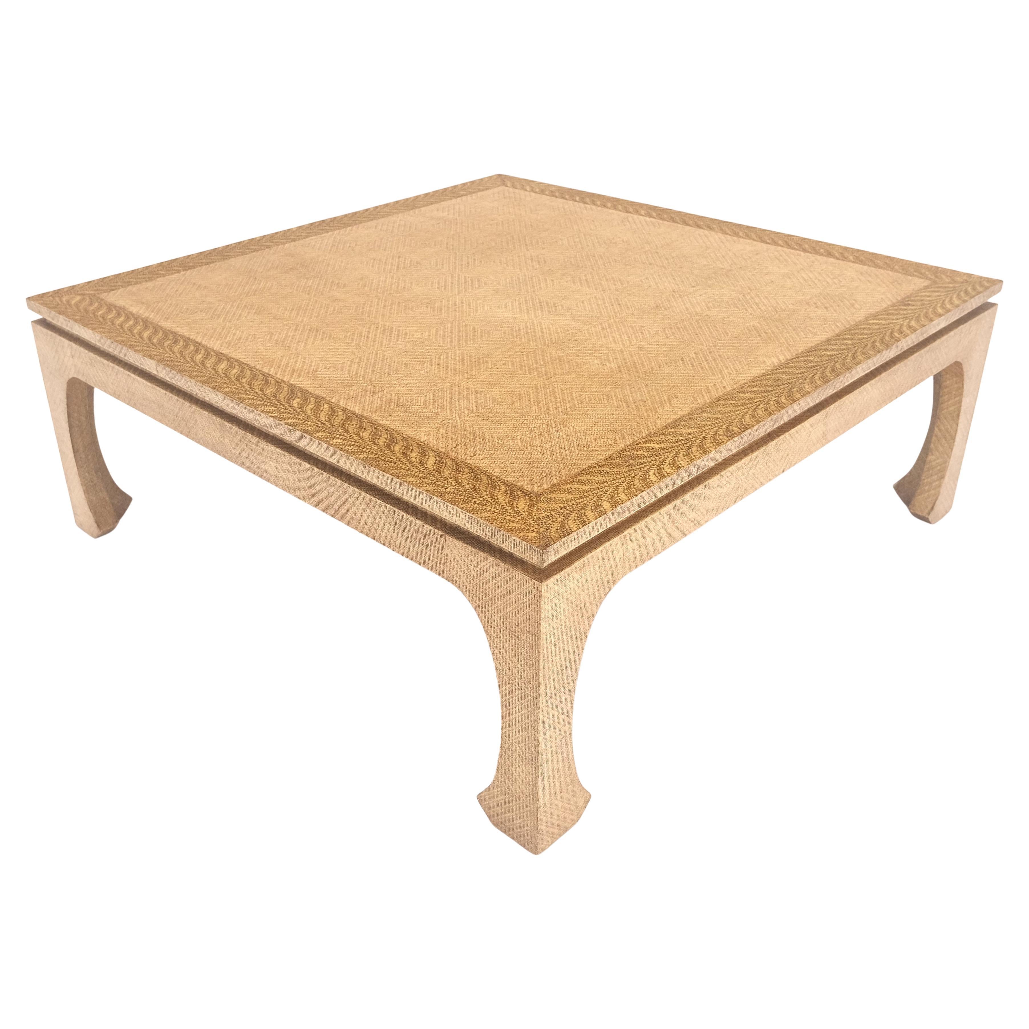 Grasscloth 42" Square Mid Century Modern Coffee Table MINT