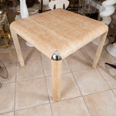 Grasscloth und Chrom-Mitteltisch