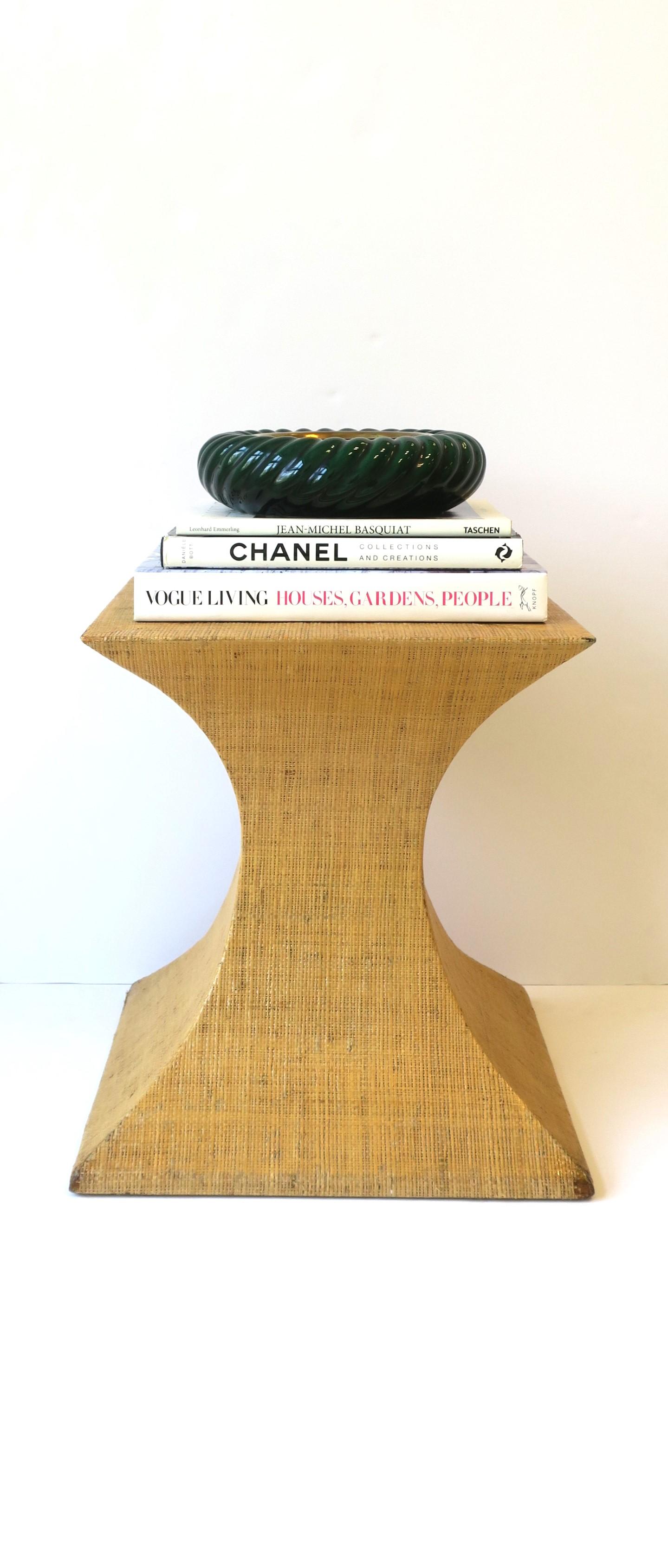 Modern Grasscloth Pedestal Table For Sale