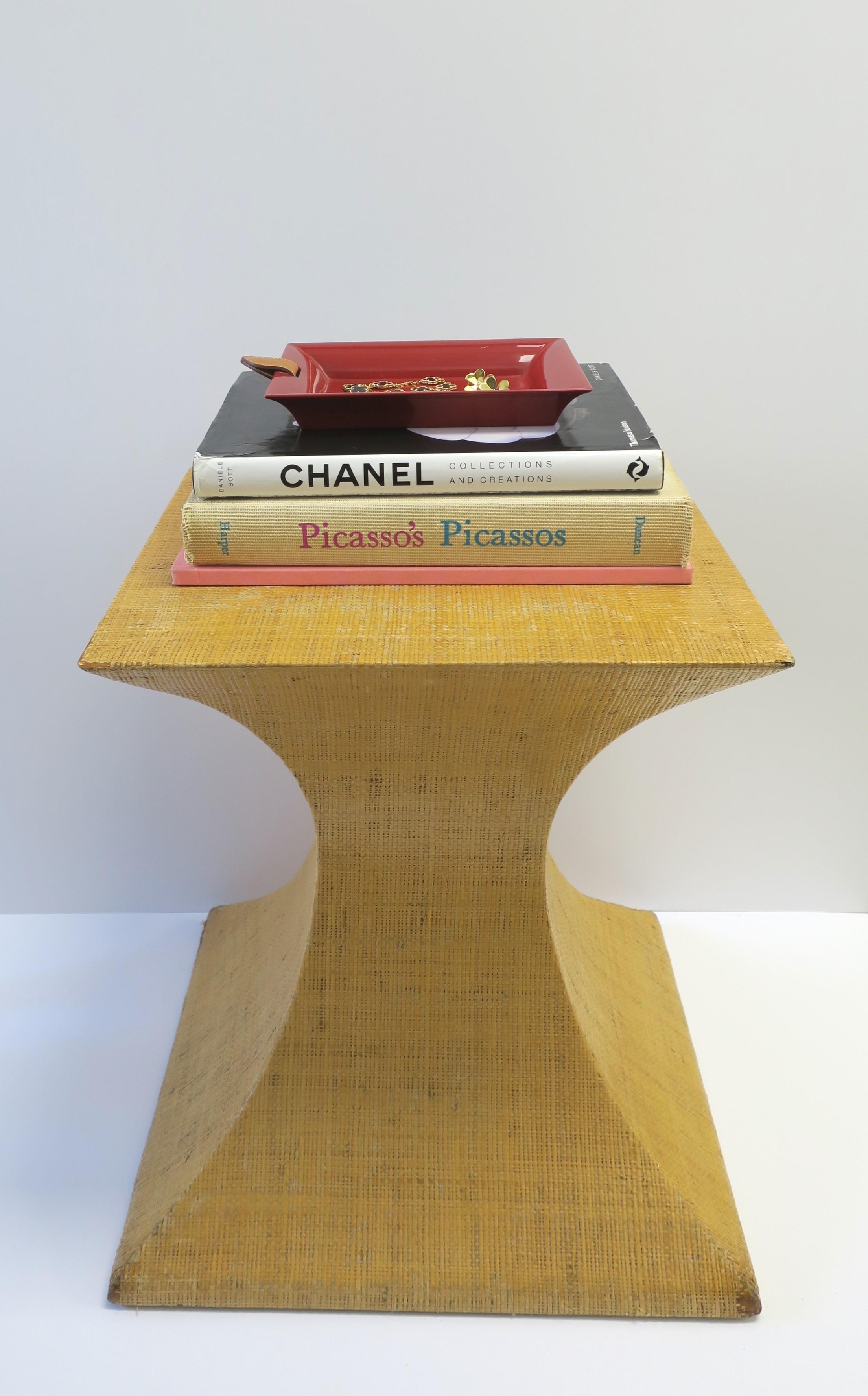 Grasscloth Pedestal Table For Sale 1
