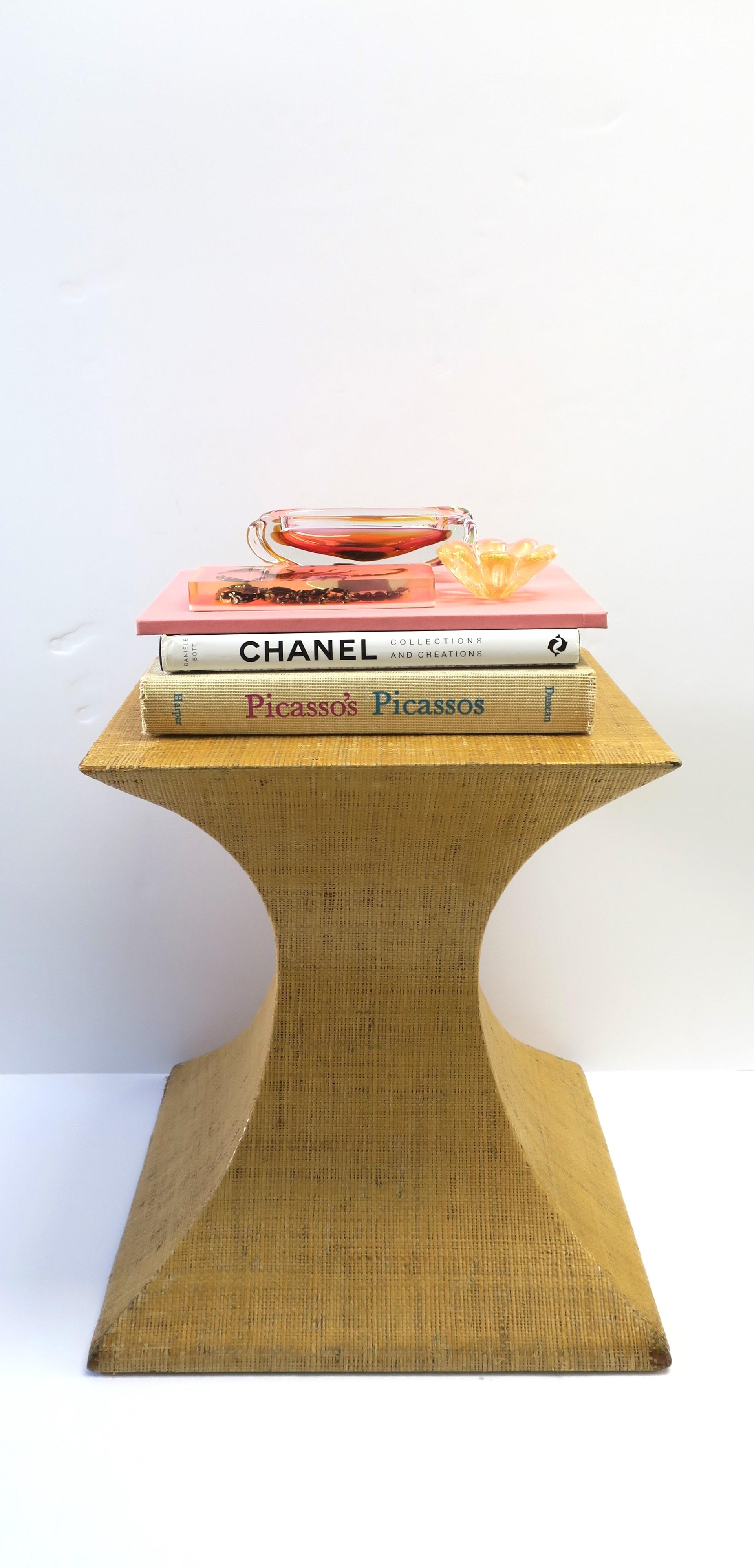 Grasscloth Pedestal Table For Sale 2