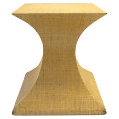 Retro Grasscloth Pedestal Table