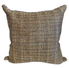 Grasscloth Extra Large Pillow with Belgian Linen and Chinoisirie Trim