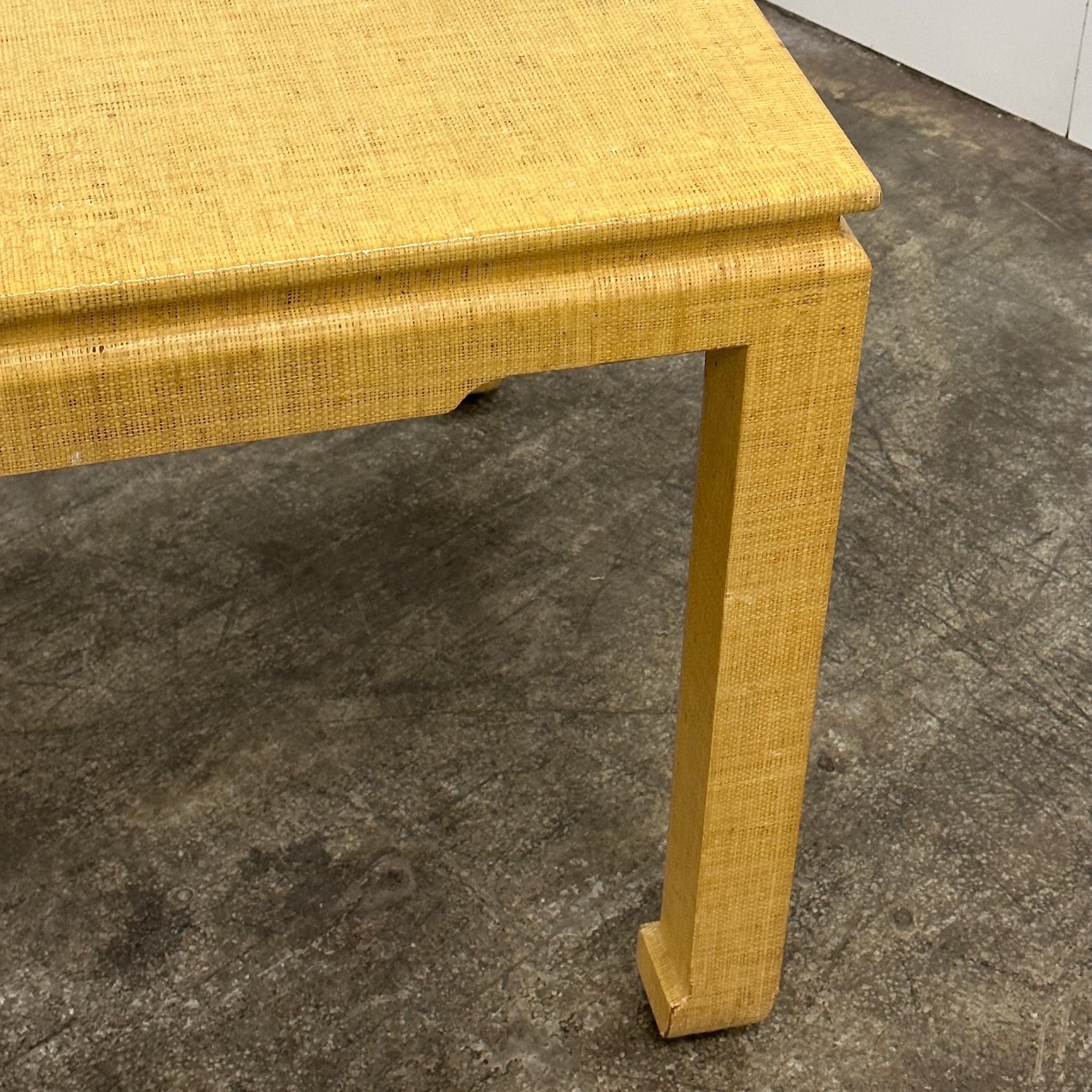 Mid-Century Modern Grasscloth Parsons Style Dining Table