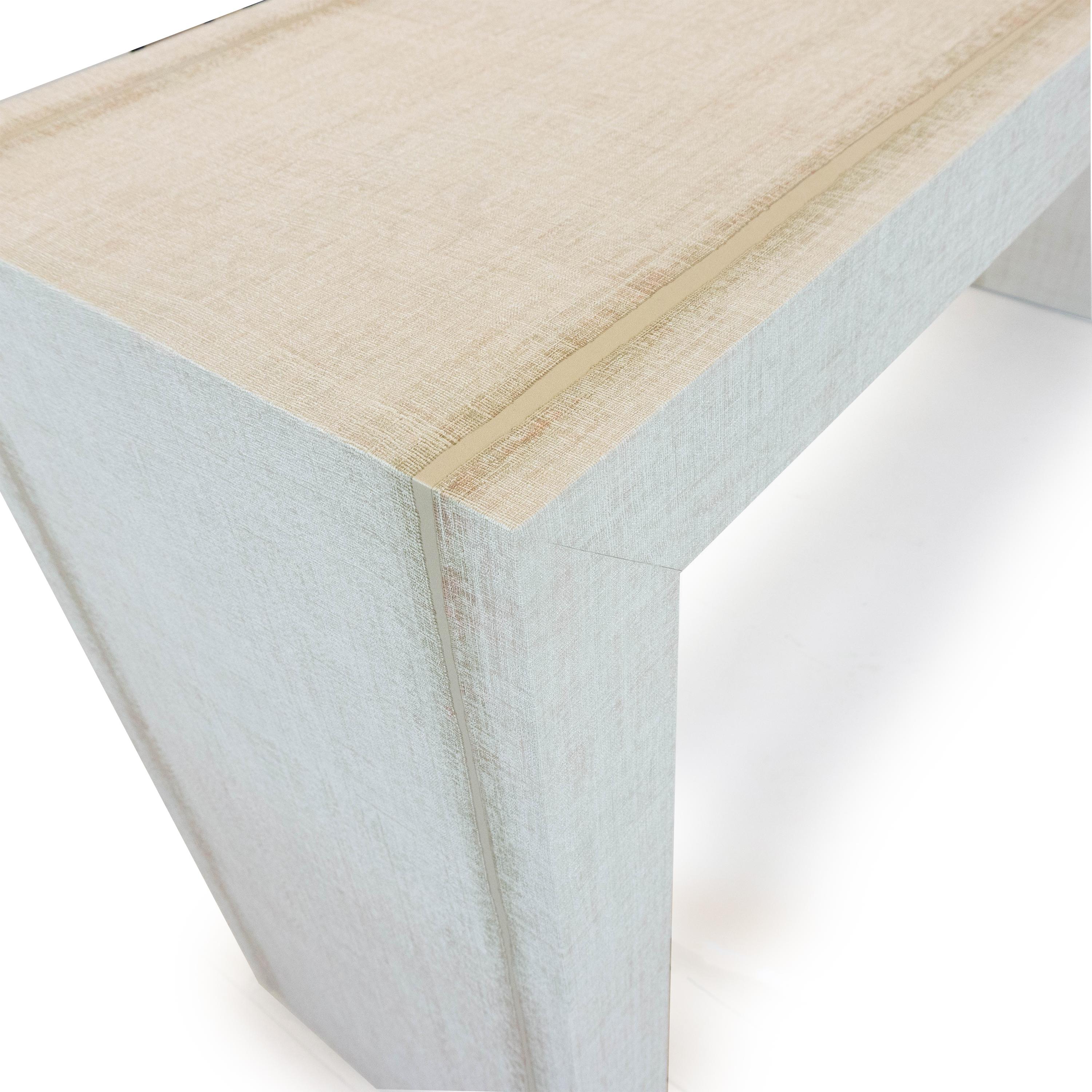 Modern Grasscloth Waterfall Table For Sale