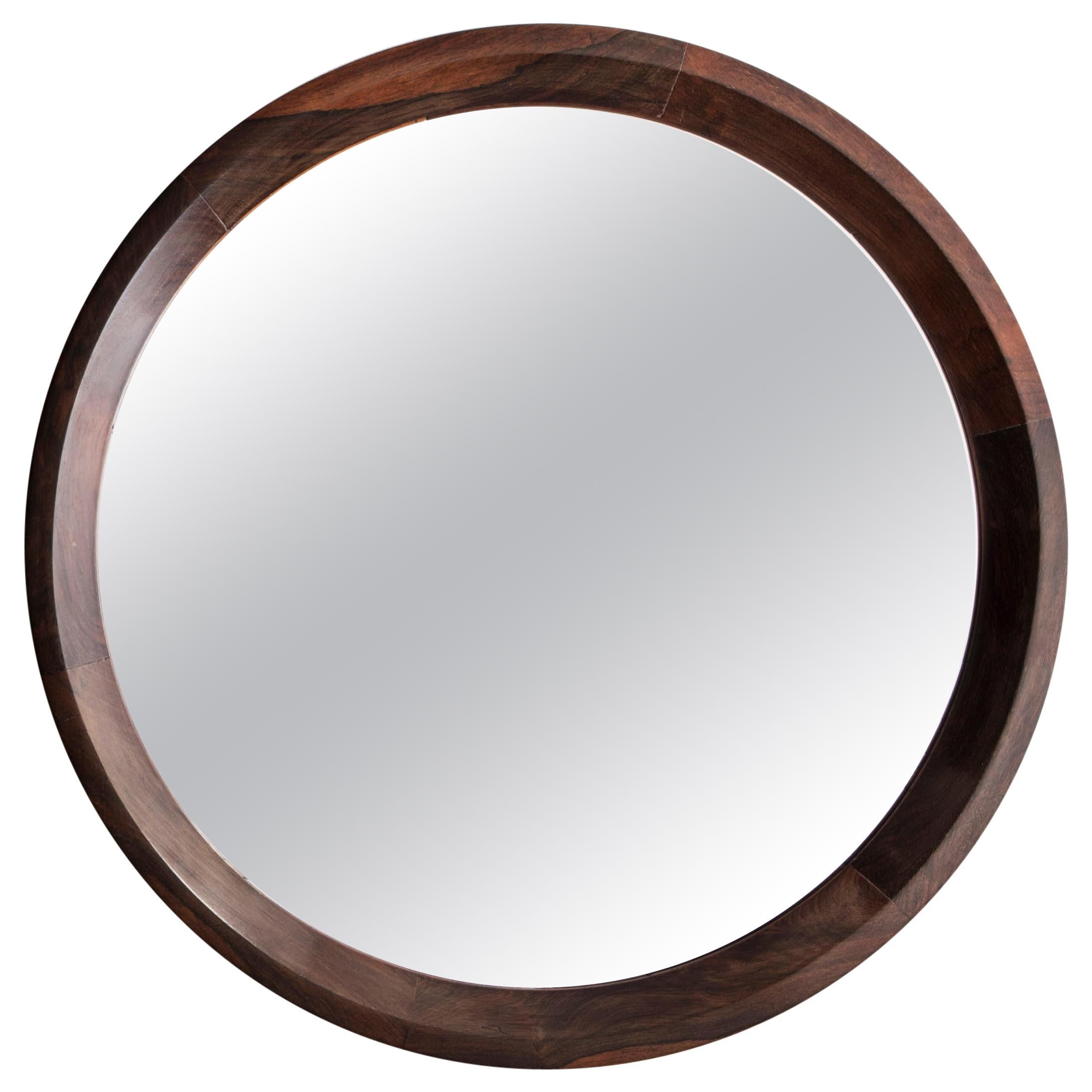 Grasselli Round Mirror with Wooden Frame by Sergio Rodrigues, circa 1960