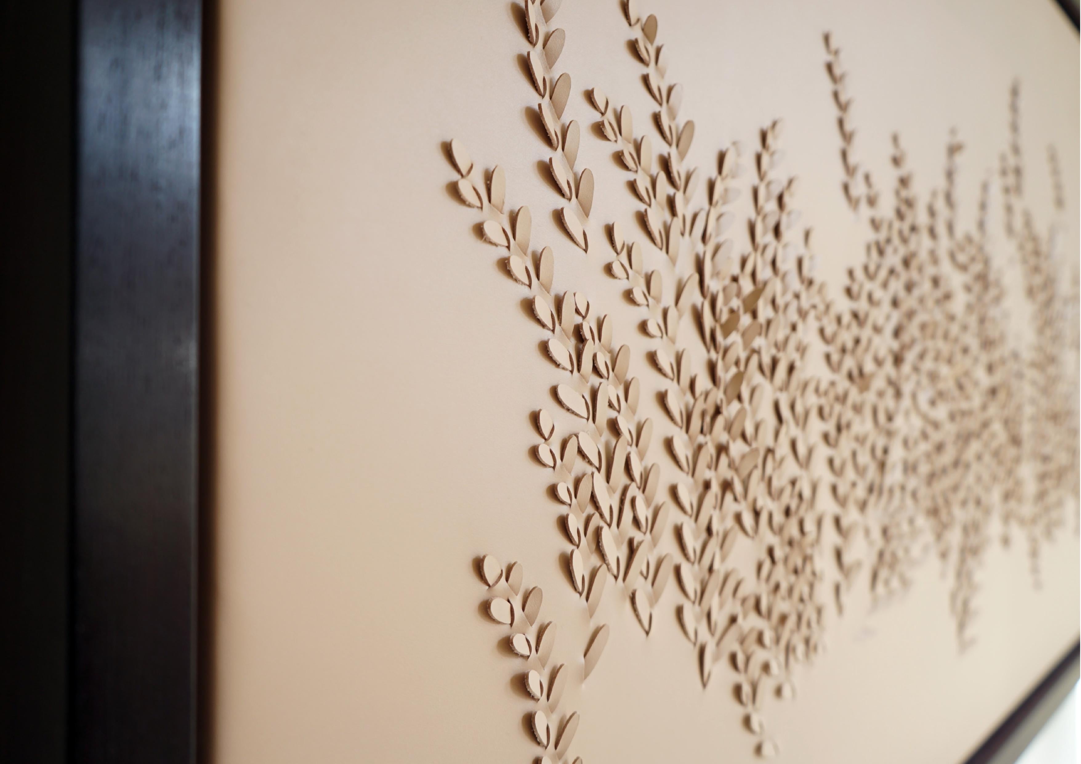 Modern Grasses: A Piece of 3D Sculptural Putty Leather Wall Art For Sale