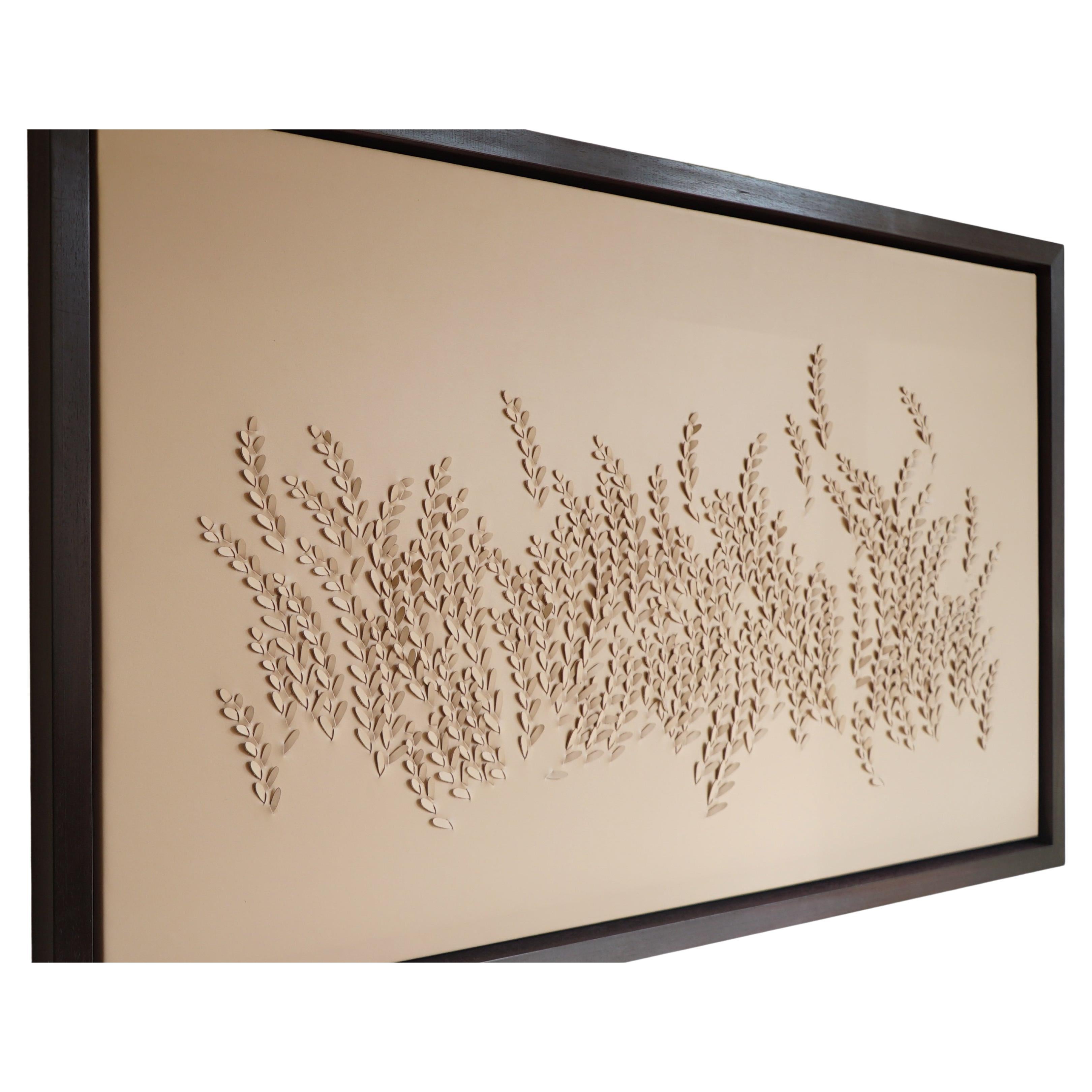 Grasses: A Piece of 3D Sculptural Putty Leather Wall Art For Sale