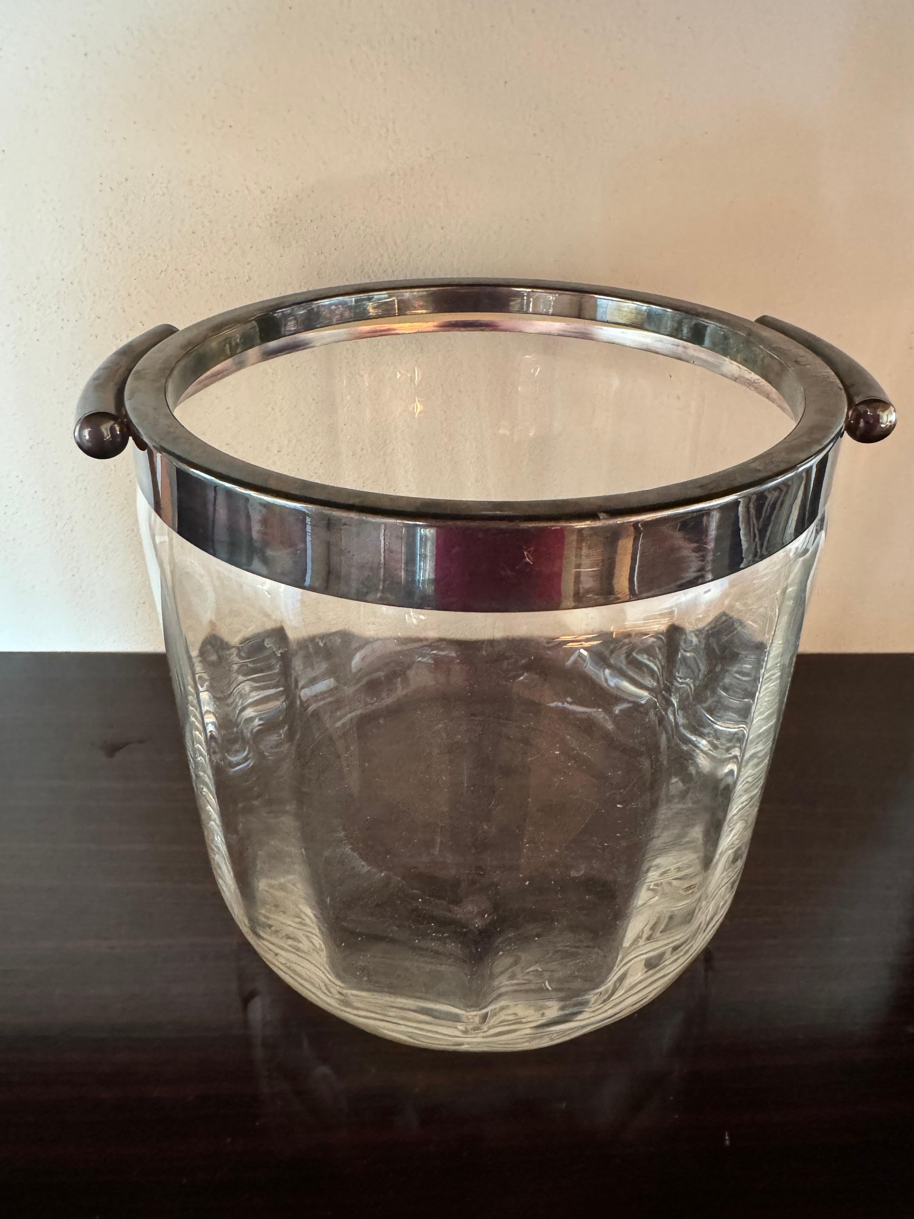 Cristal y Plata Cristofle Francia 1955 Cubitera Moderno de mediados de siglo en venta