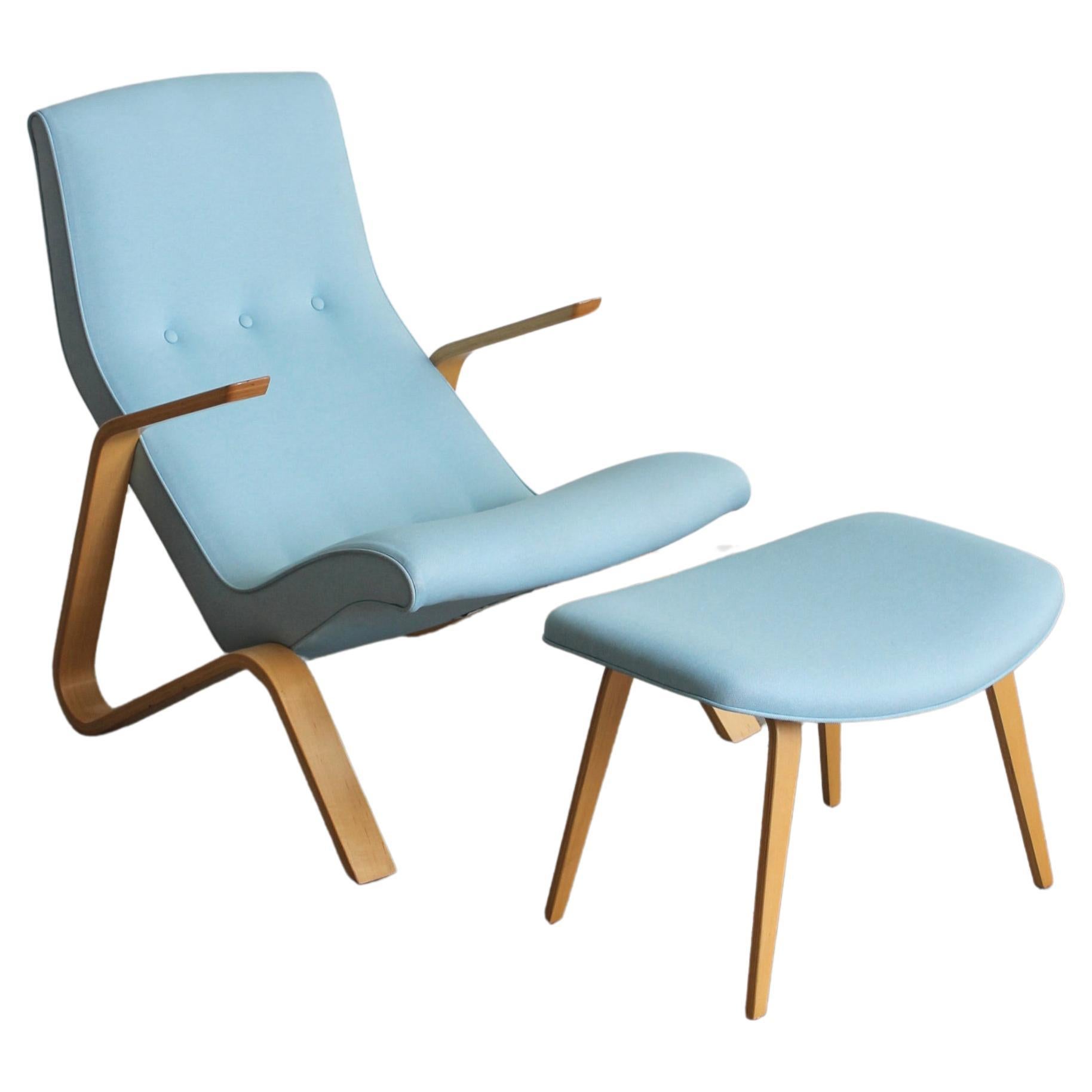 Grasshopper Chair and Ottoman by Eero Saarinen for Modernica For Sale