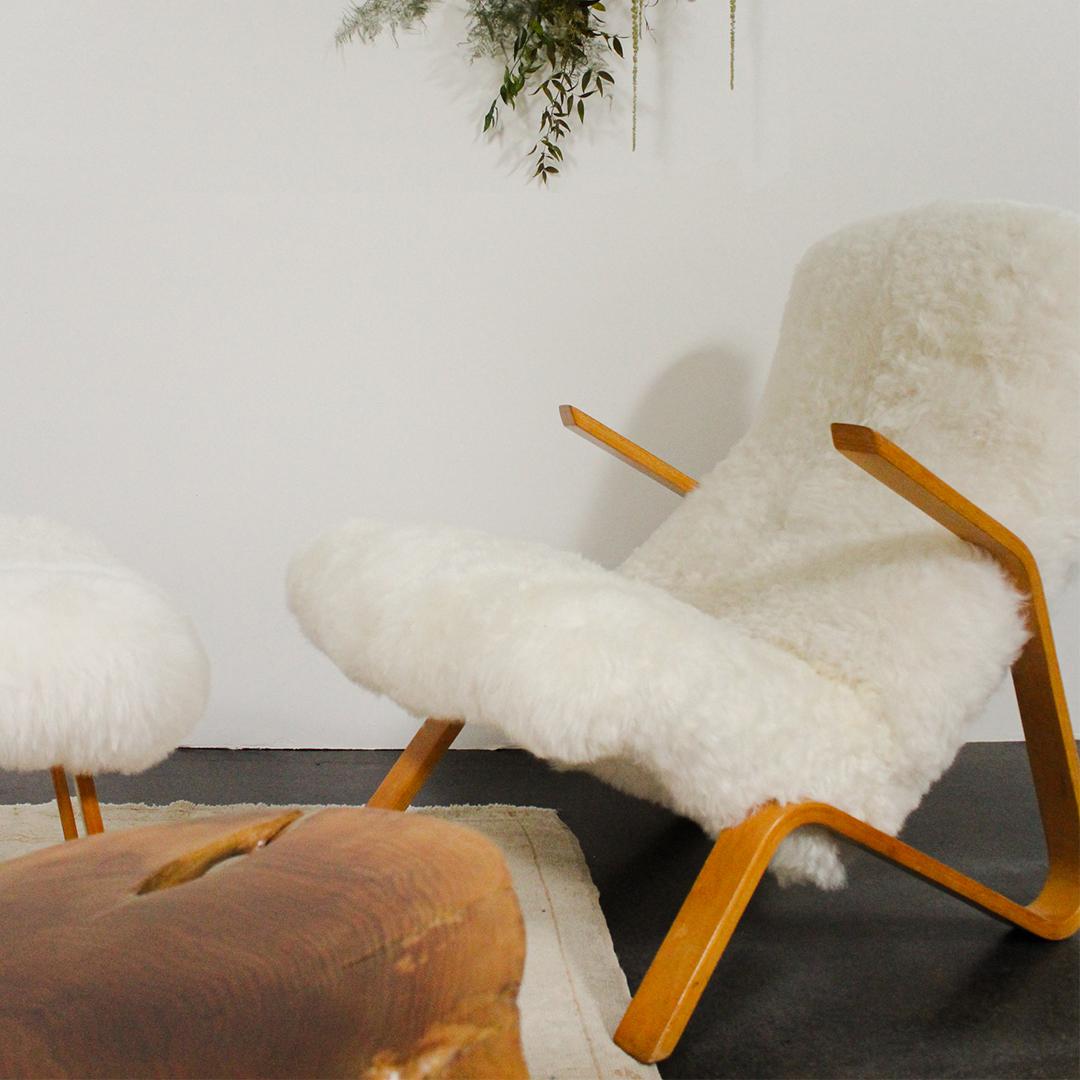 Mid-Century Modern Grasshopper Chair + Ottoman by Eero Saarinen For Sale