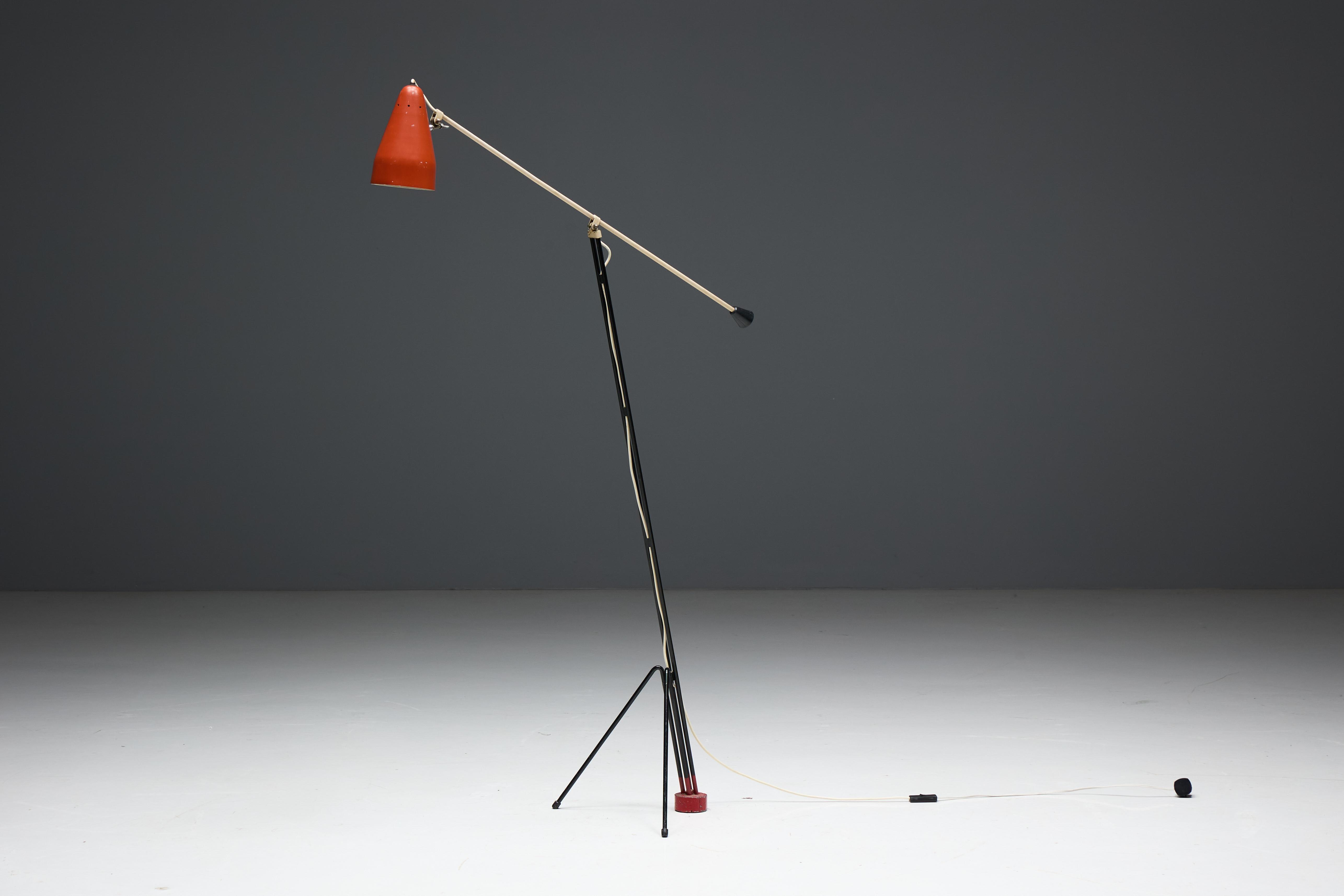 Grasshopper Floor Lamp ‘6320’ by Wim Rietveld for Gispen, Netherlands, 1950s For Sale 8